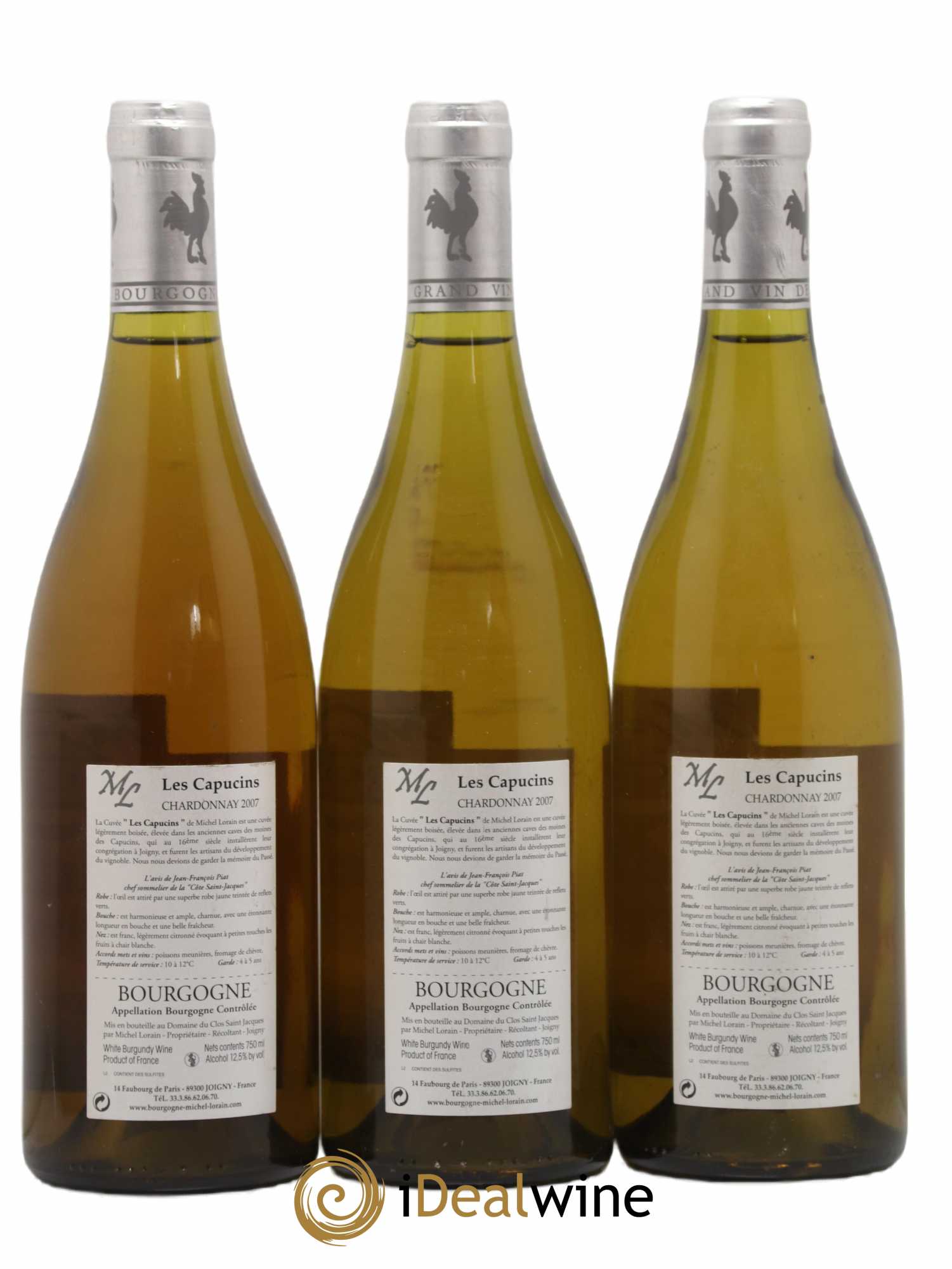 Bourgogne Les Capucins Michel Lorain (sans prix de réserve) 2007 - Lot de 3 bouteilles - 1