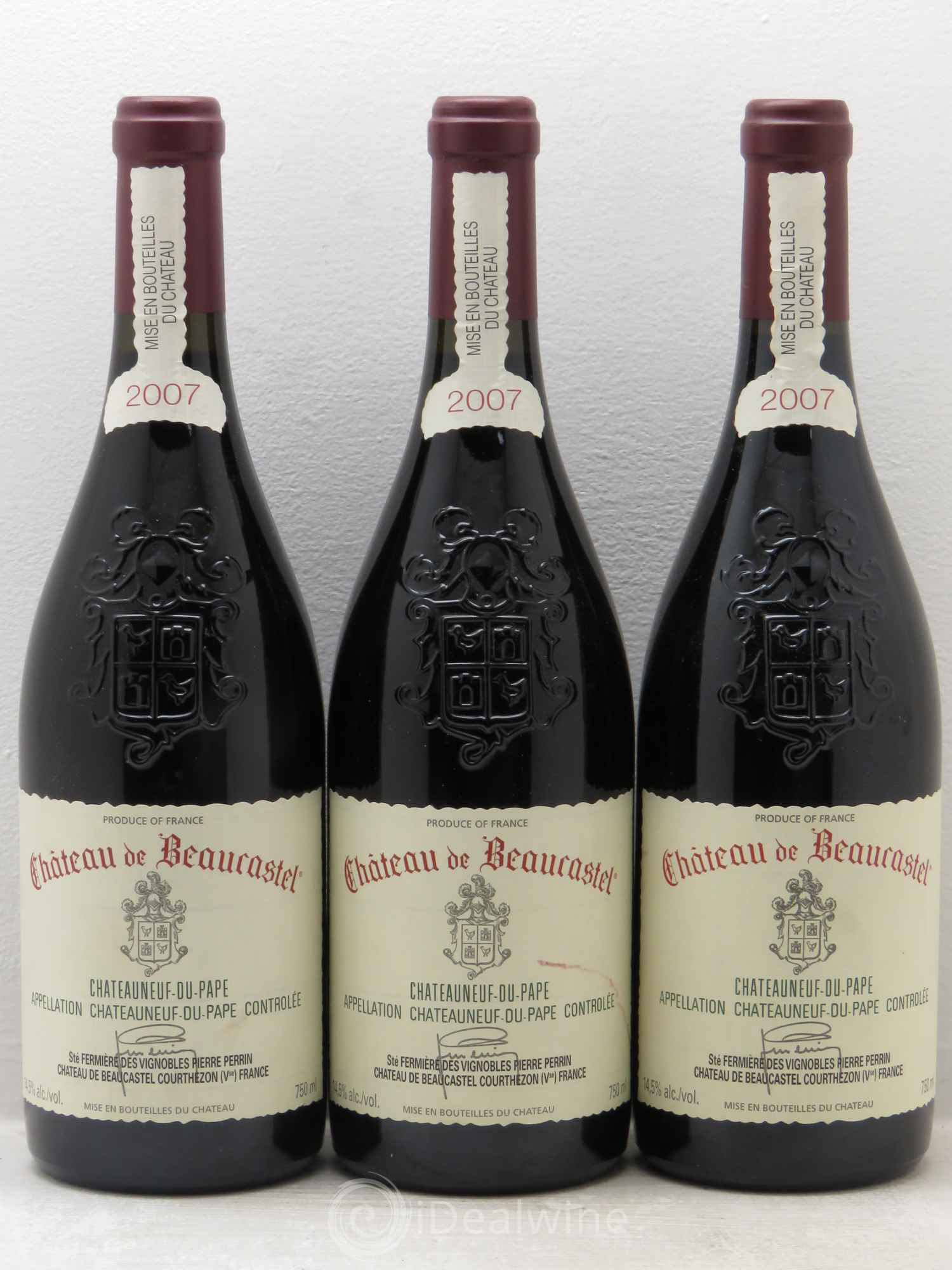 Châteauneuf-du-Pape Château de Beaucastel Famille Perrin 2007 - Lot de 3 bouteilles - 0