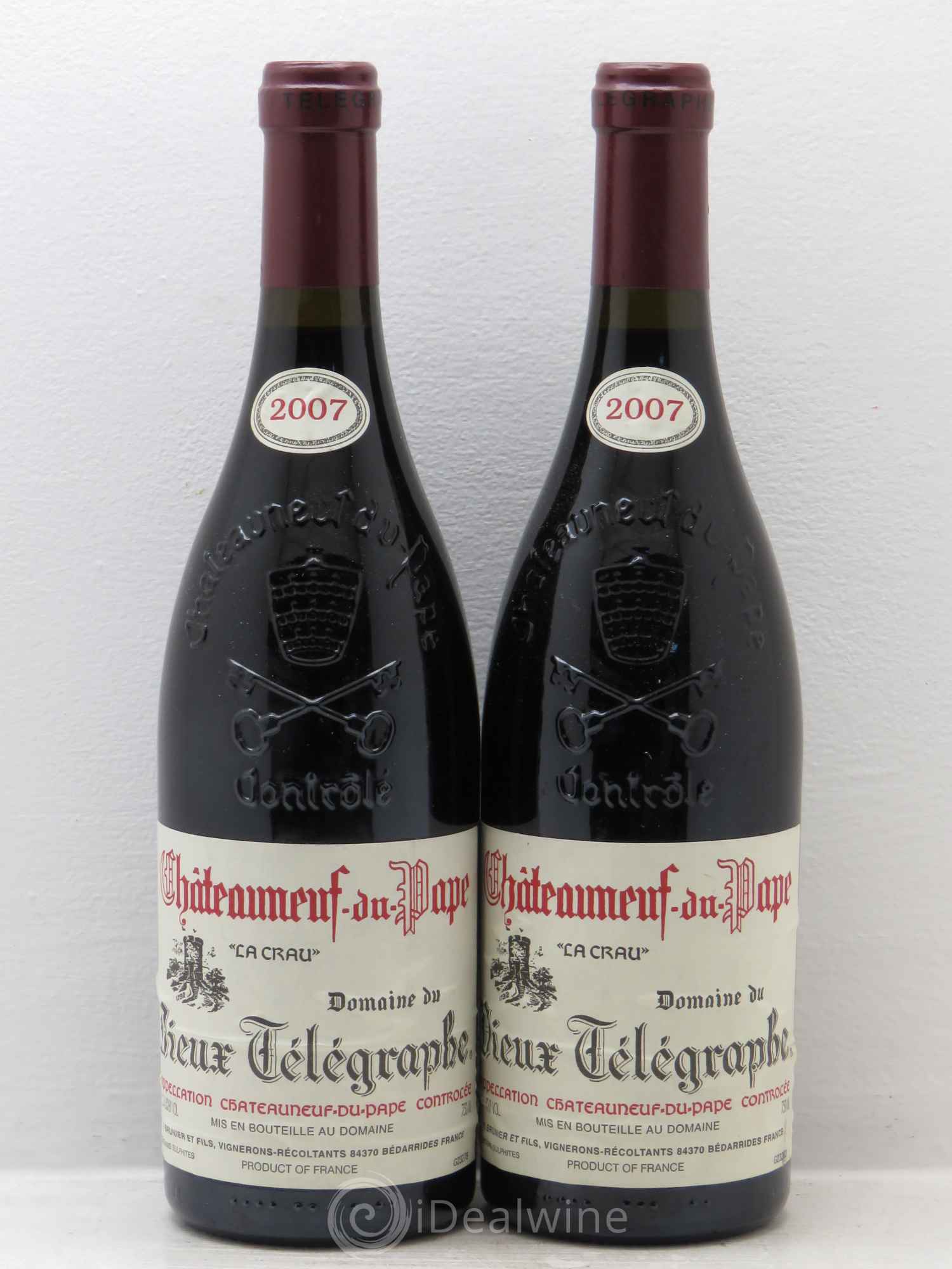 Châteauneuf-du-Pape Vieux Télégraphe (Domaine du) Vignobles Brunier 2007 - Lot de 2 bouteilles - 0