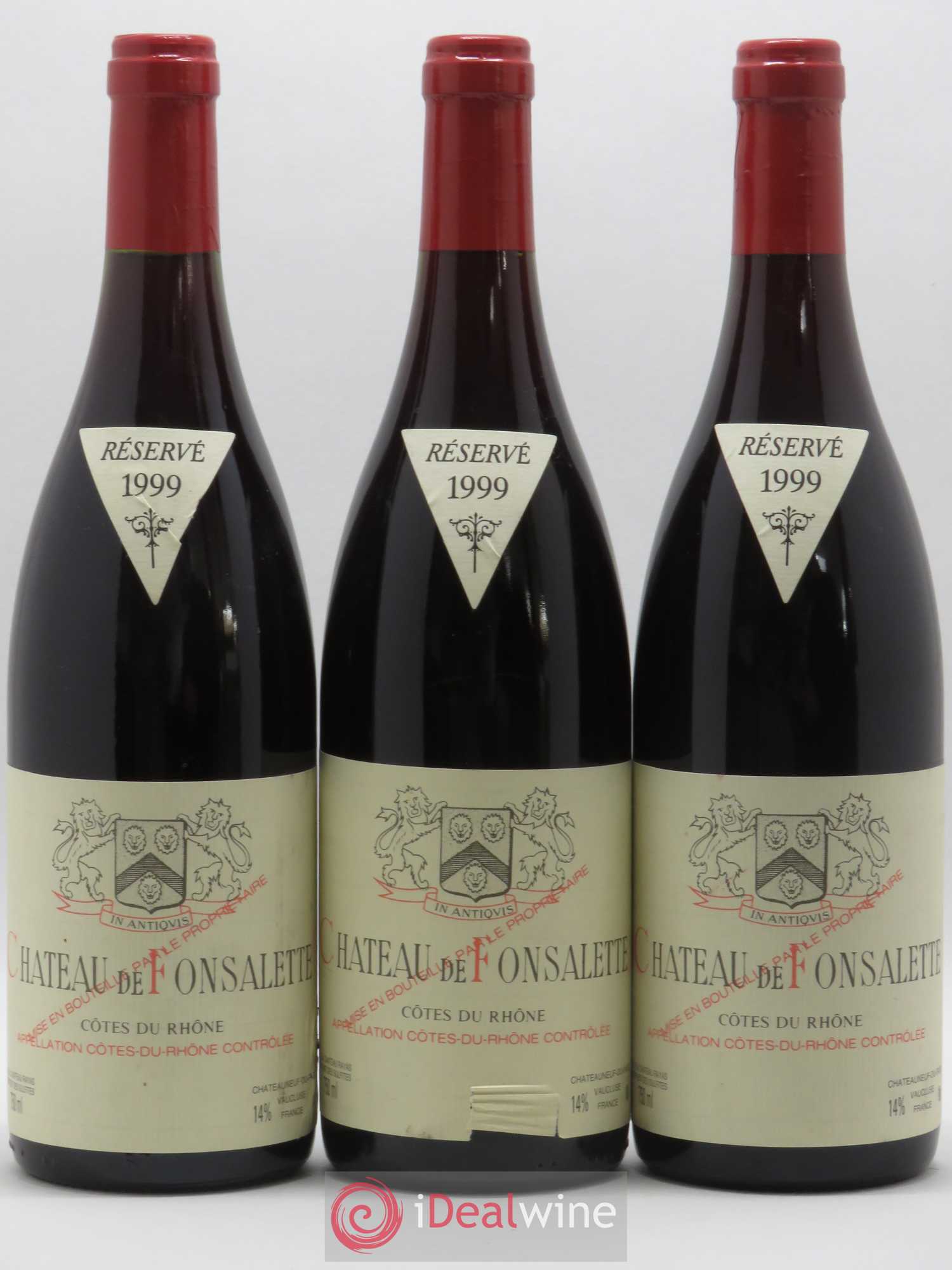 Côtes-du-Rhône Château de Fonsalette Emmanuel Reynaud 1999 - Lot de 3 bouteilles - 0