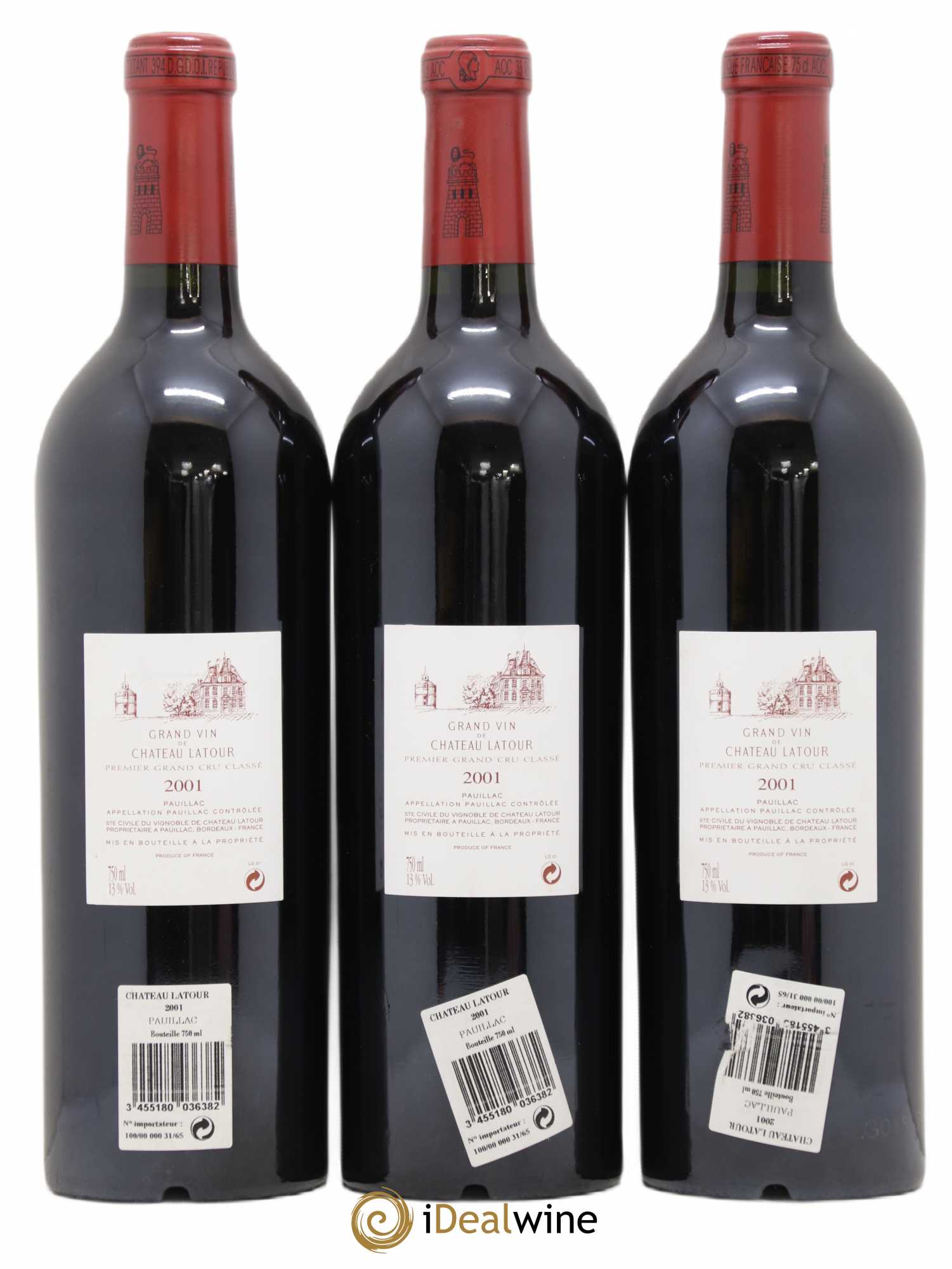 Château Latour 1er Grand Cru Classé 2001 - Lot de 3 bouteilles - 1