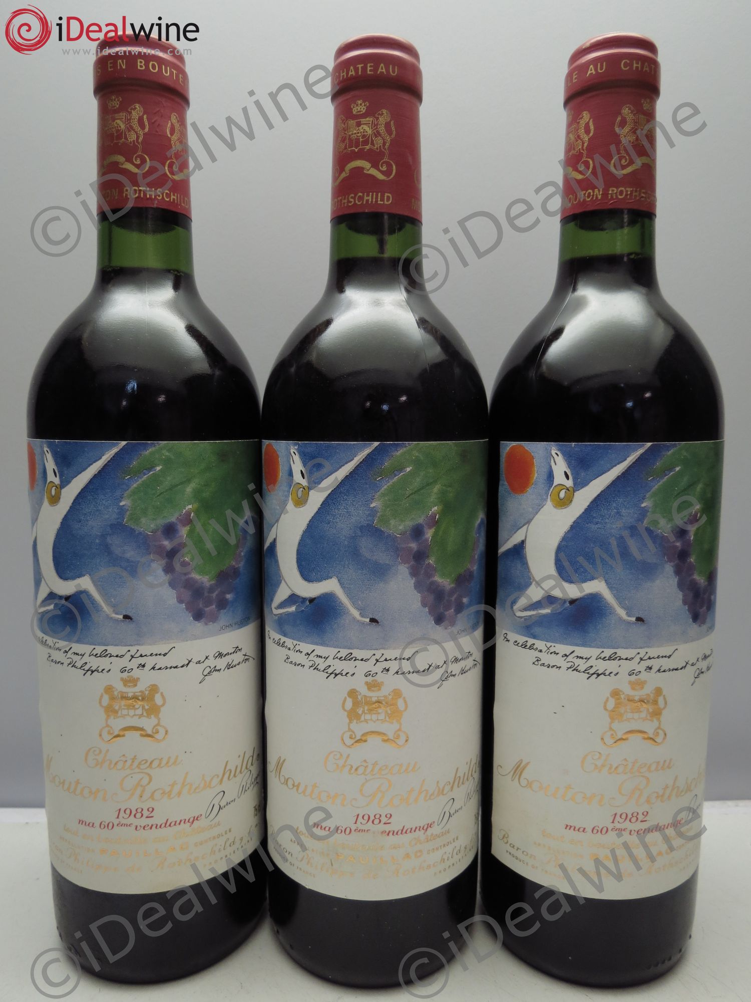 Château Mouton Rothschild 1er Grand Cru Classé 1982 - Lot de 3 bouteilles - 0
