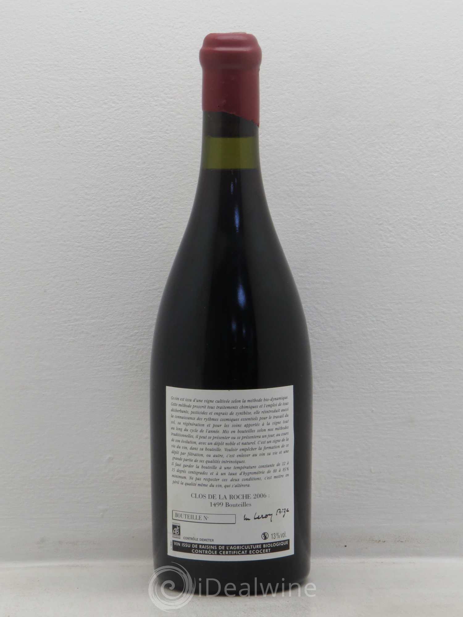 Clos de la Roche Grand Cru Leroy (Domaine) 2006 - Lot de 1 bouteille - 1