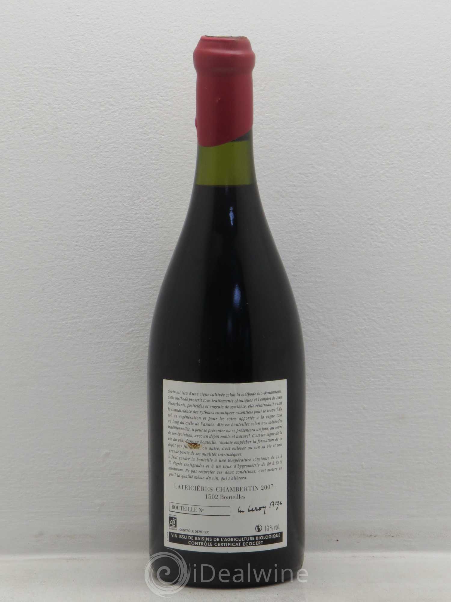 Latricières-Chambertin Grand Cru Leroy (Domaine) 2007 - Lot de 1 bouteille - 1