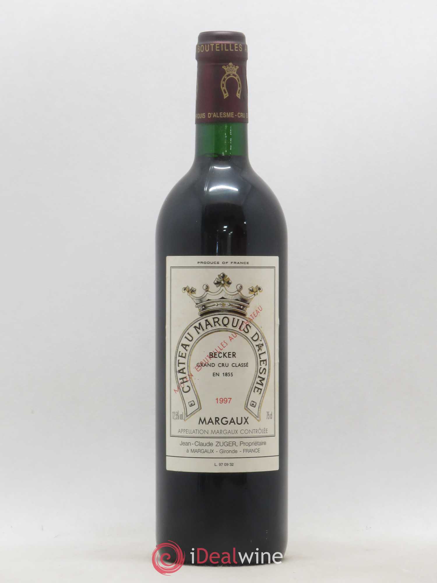 Château Marquis d'Alesme 1997 - Lot de 1 bouteille - 0