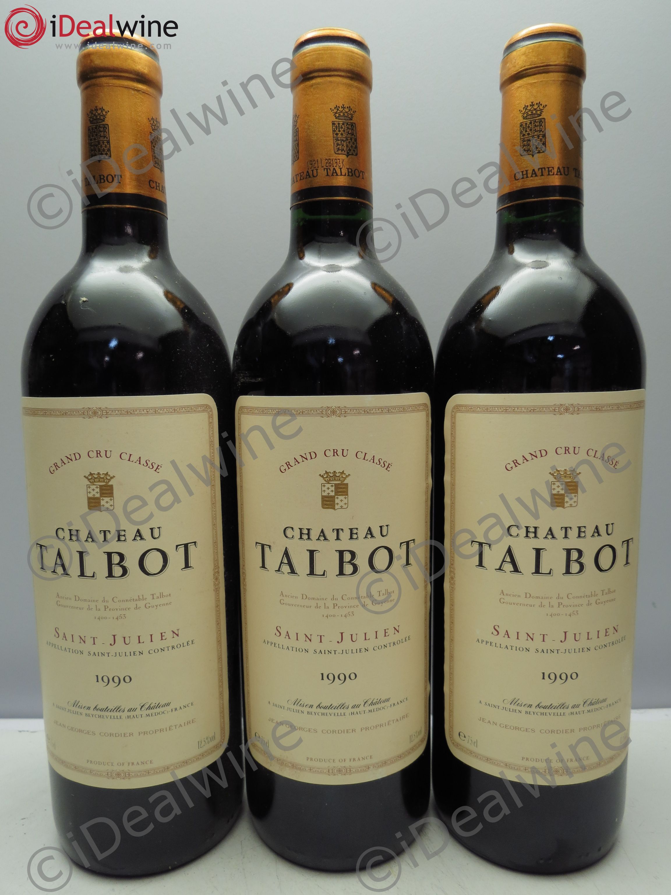 Château Talbot 4ème Grand Cru Classé 1990 - Lot de 3 bouteilles - 0