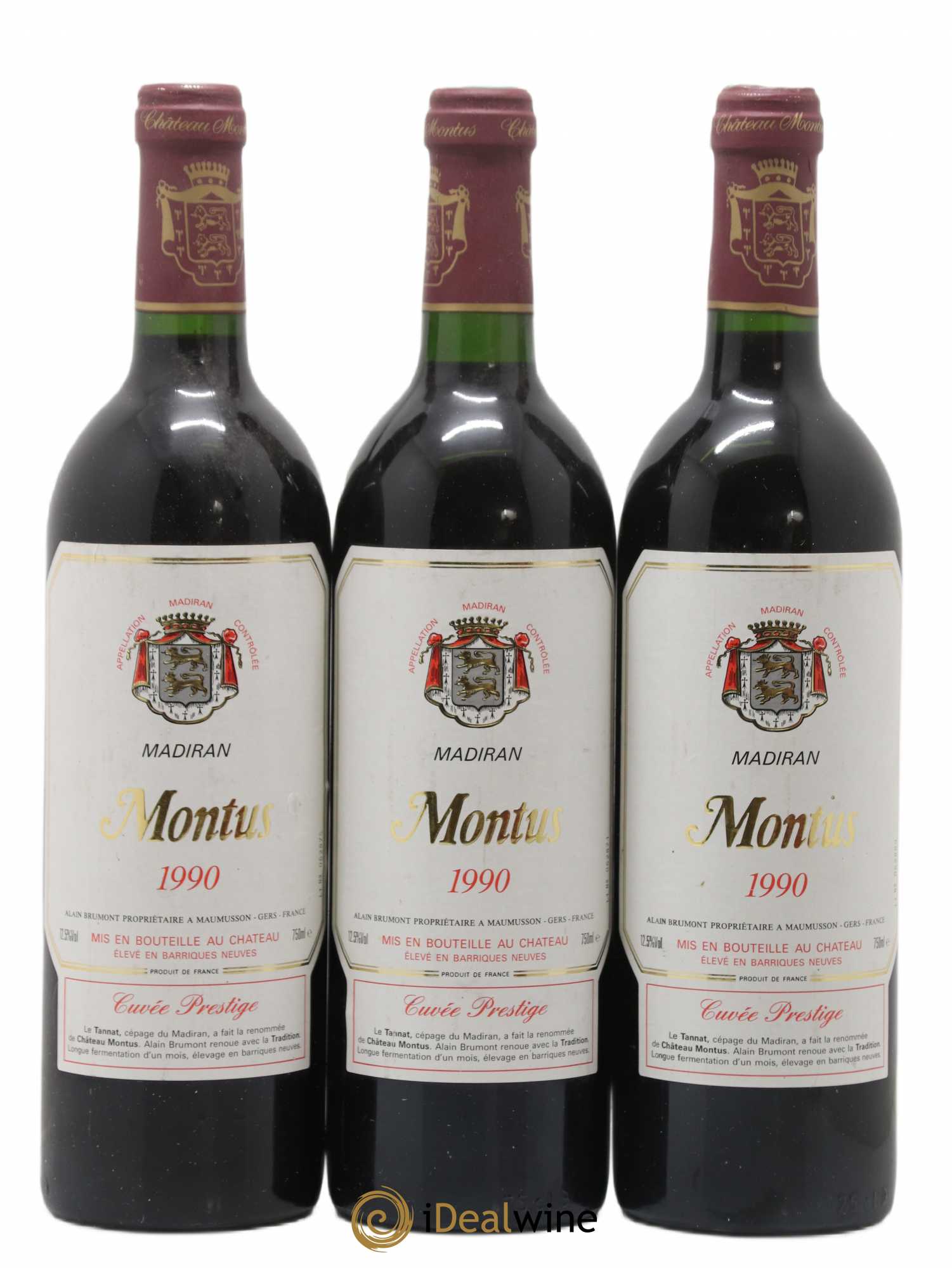 Madiran Château Montus-Prestige Alain Brumont 1990 - Lot de 3 bouteilles - 0