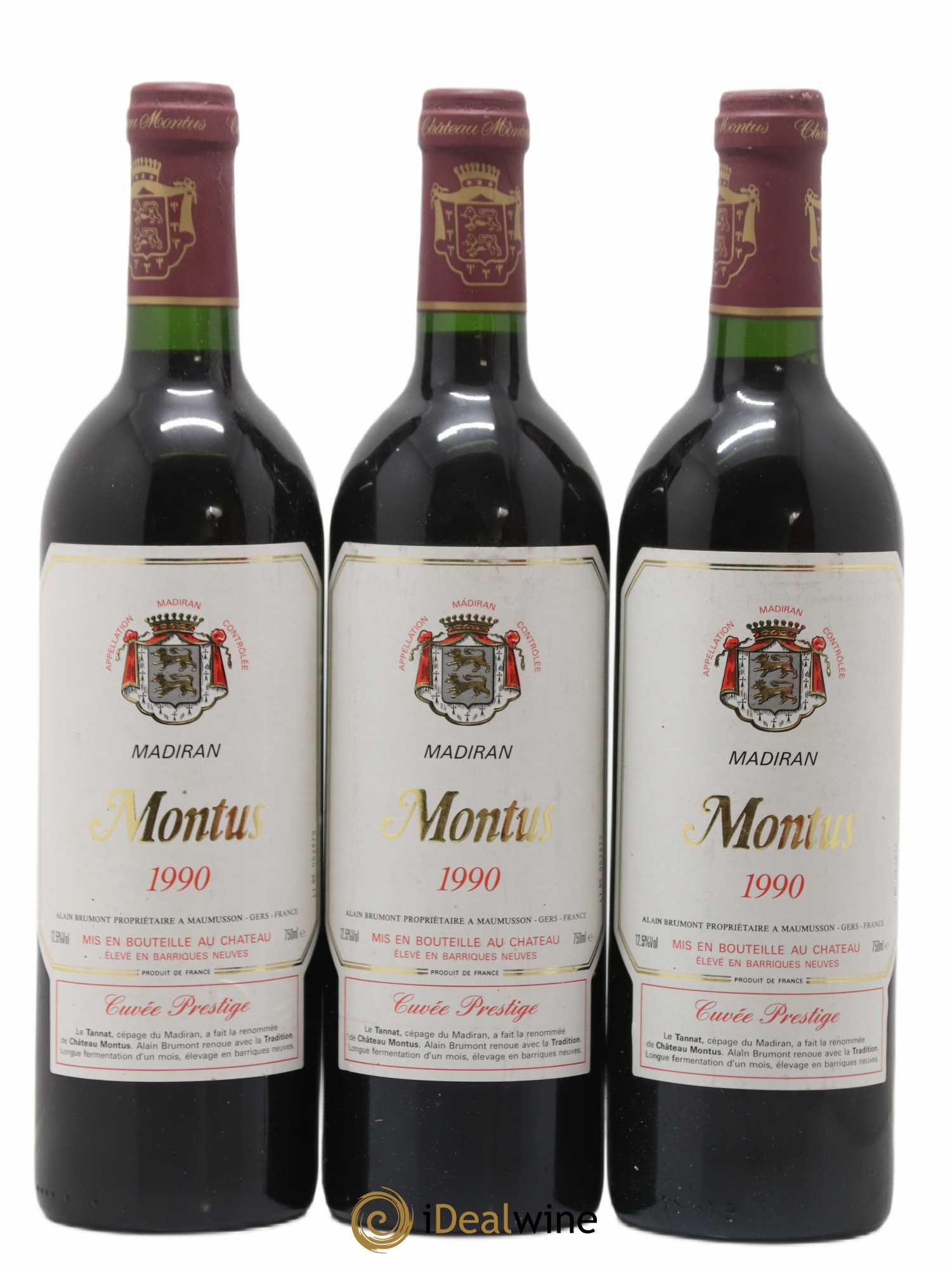 Madiran Château Montus-Prestige Alain Brumont 1990 - Lot de 3 bouteilles - 0