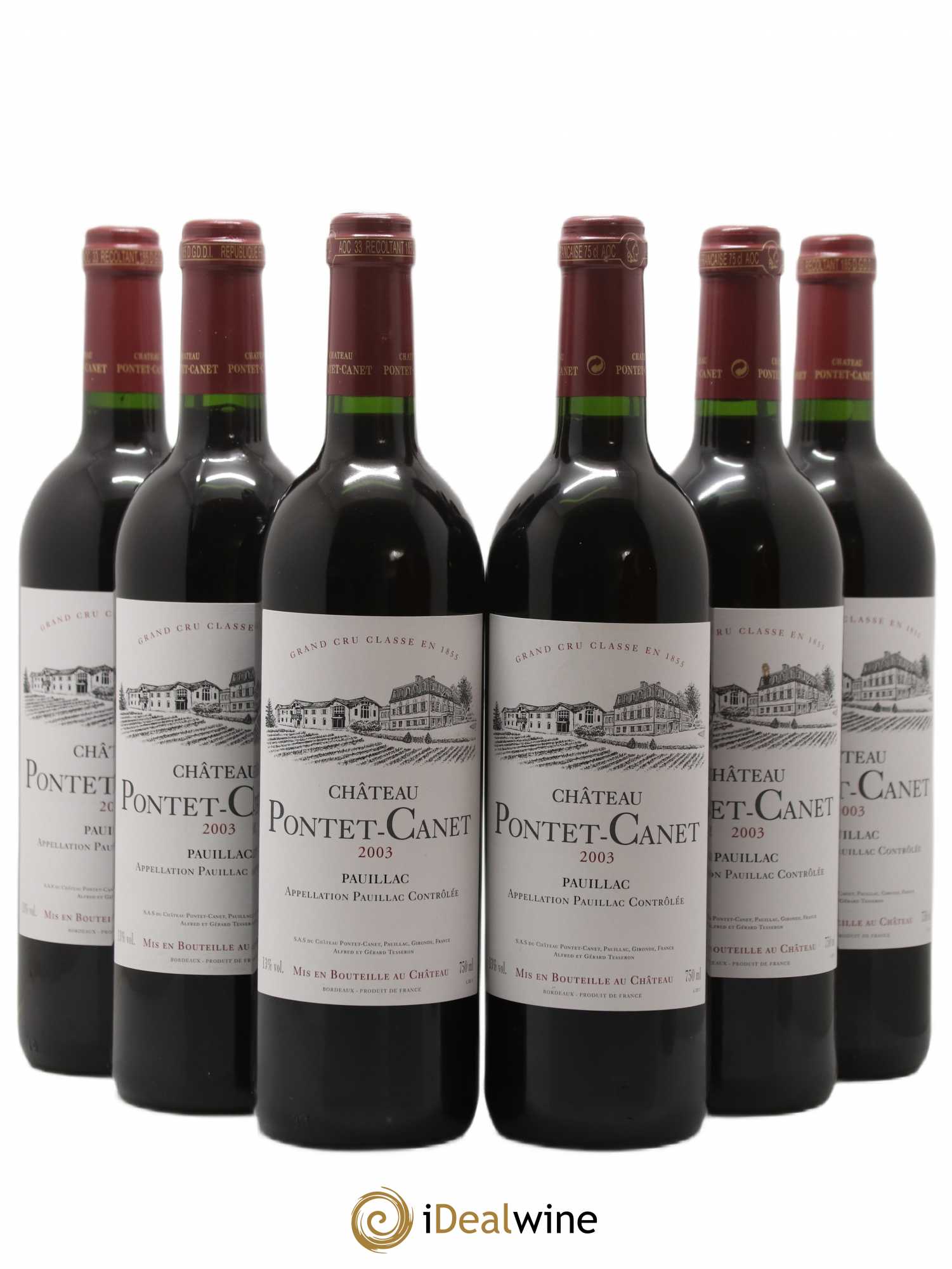 Château Pontet Canet 5ème Grand Cru Classé 2003 - Lot de 6 bouteilles - 0