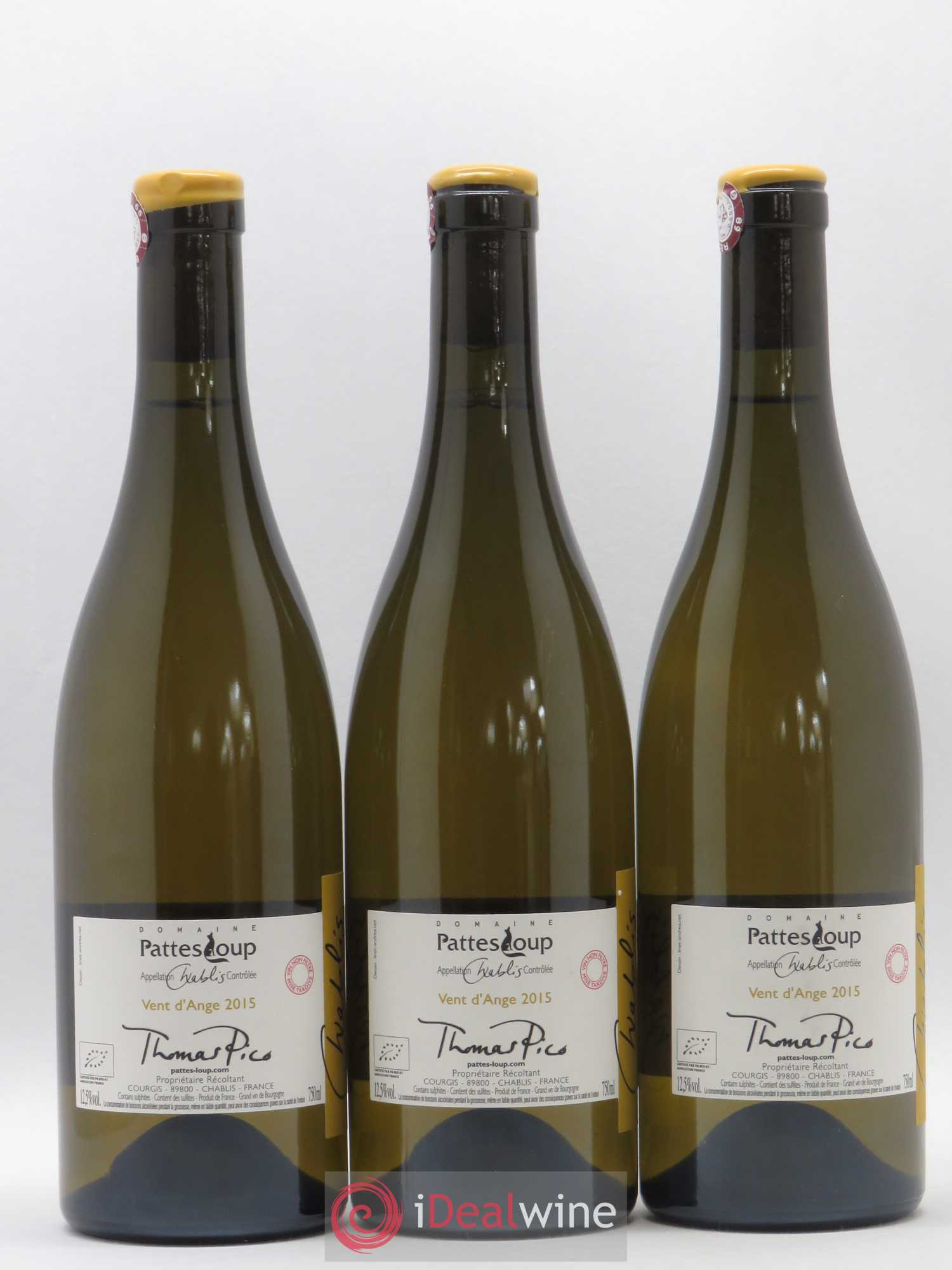Chablis Vent d'Ange Pattes Loup (Domaine) 2015 - Lot de 3 bouteilles - 1
