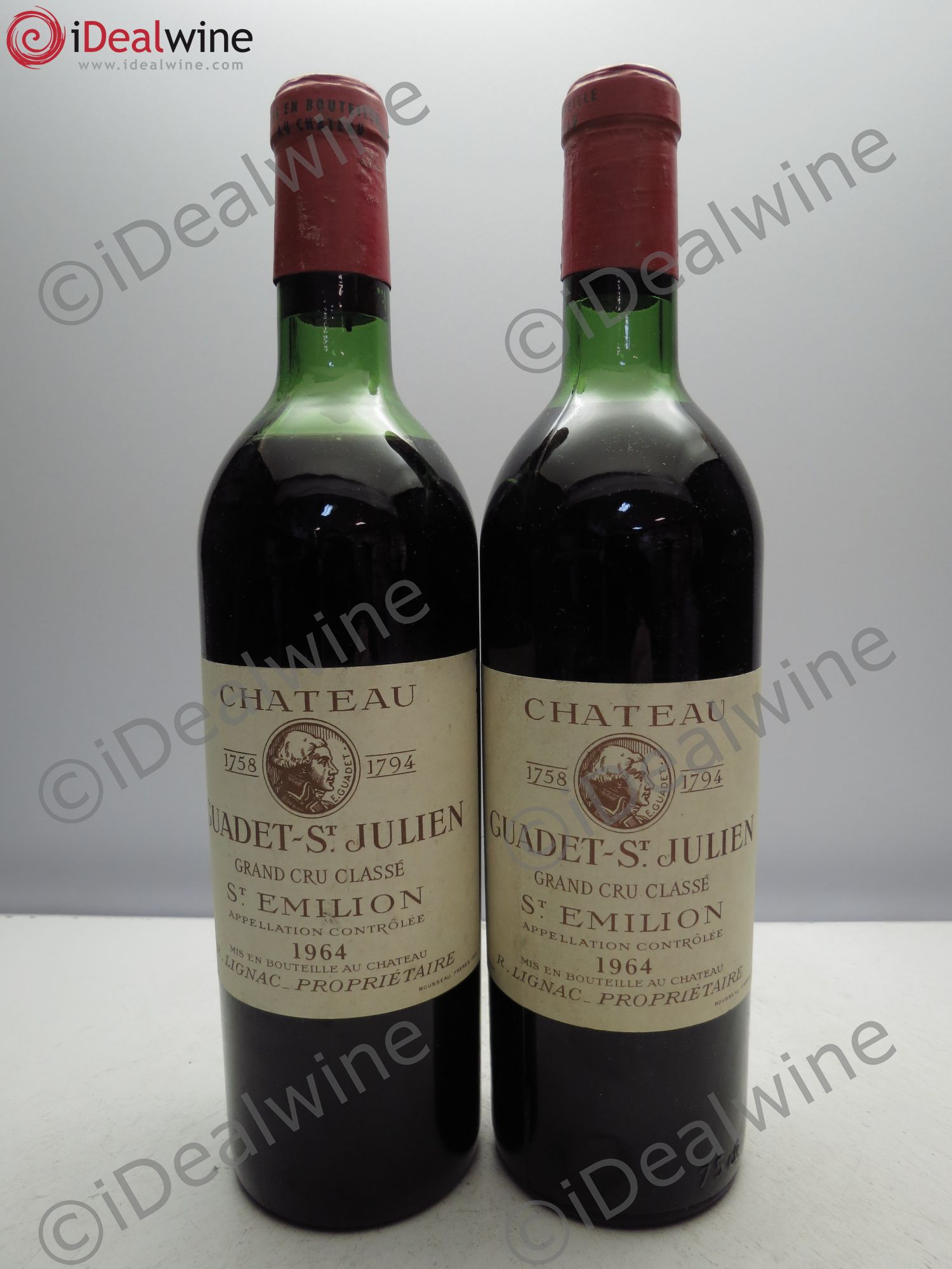 Château Guadet Grand Cru Classé 1964 - Lot de 2 bouteilles - 0