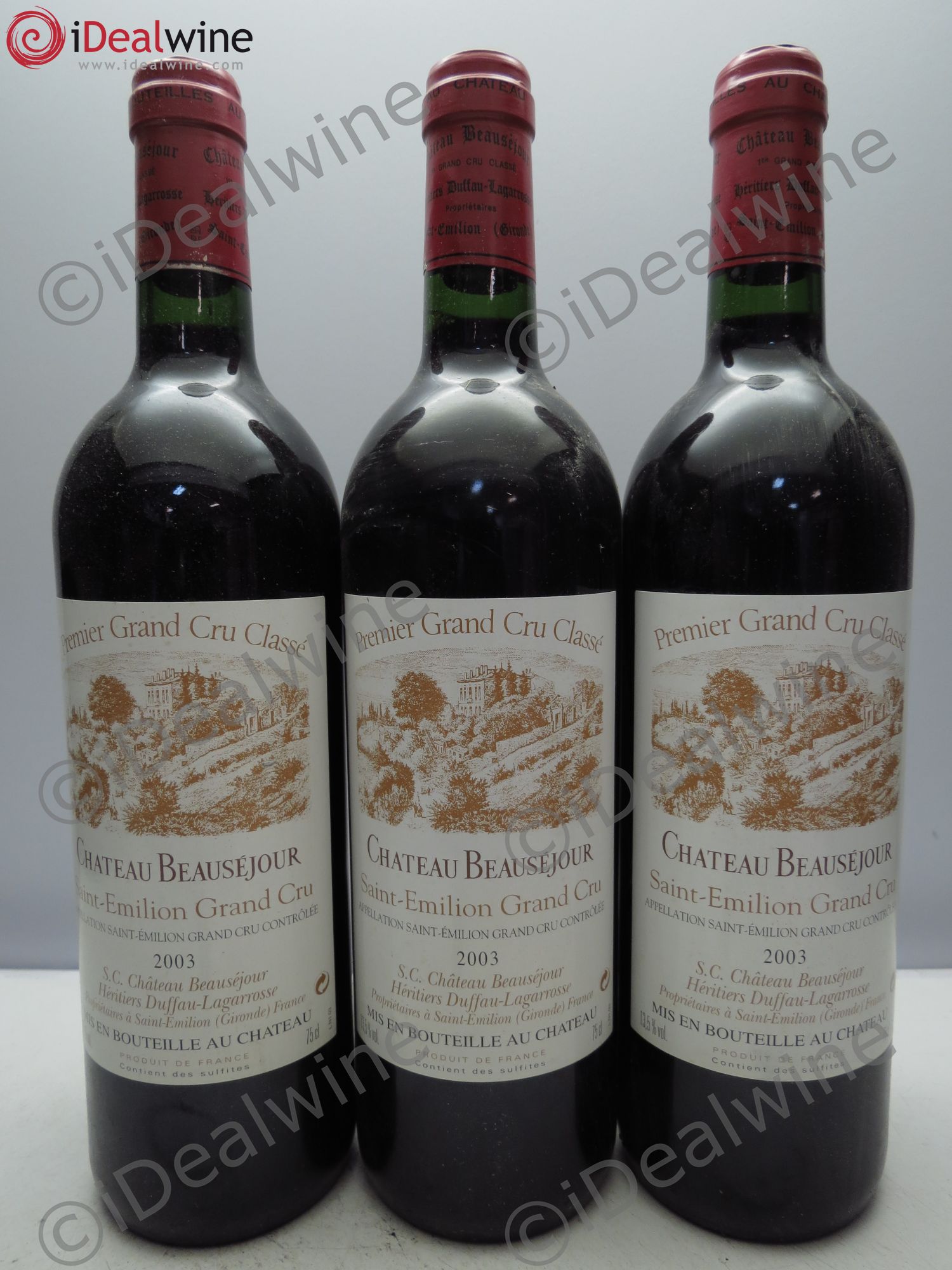 Château Beauséjour (Duffau-Lagarrosse) 1er Grand Cru Classé B 2003 - Lot de 3 bouteilles - 0