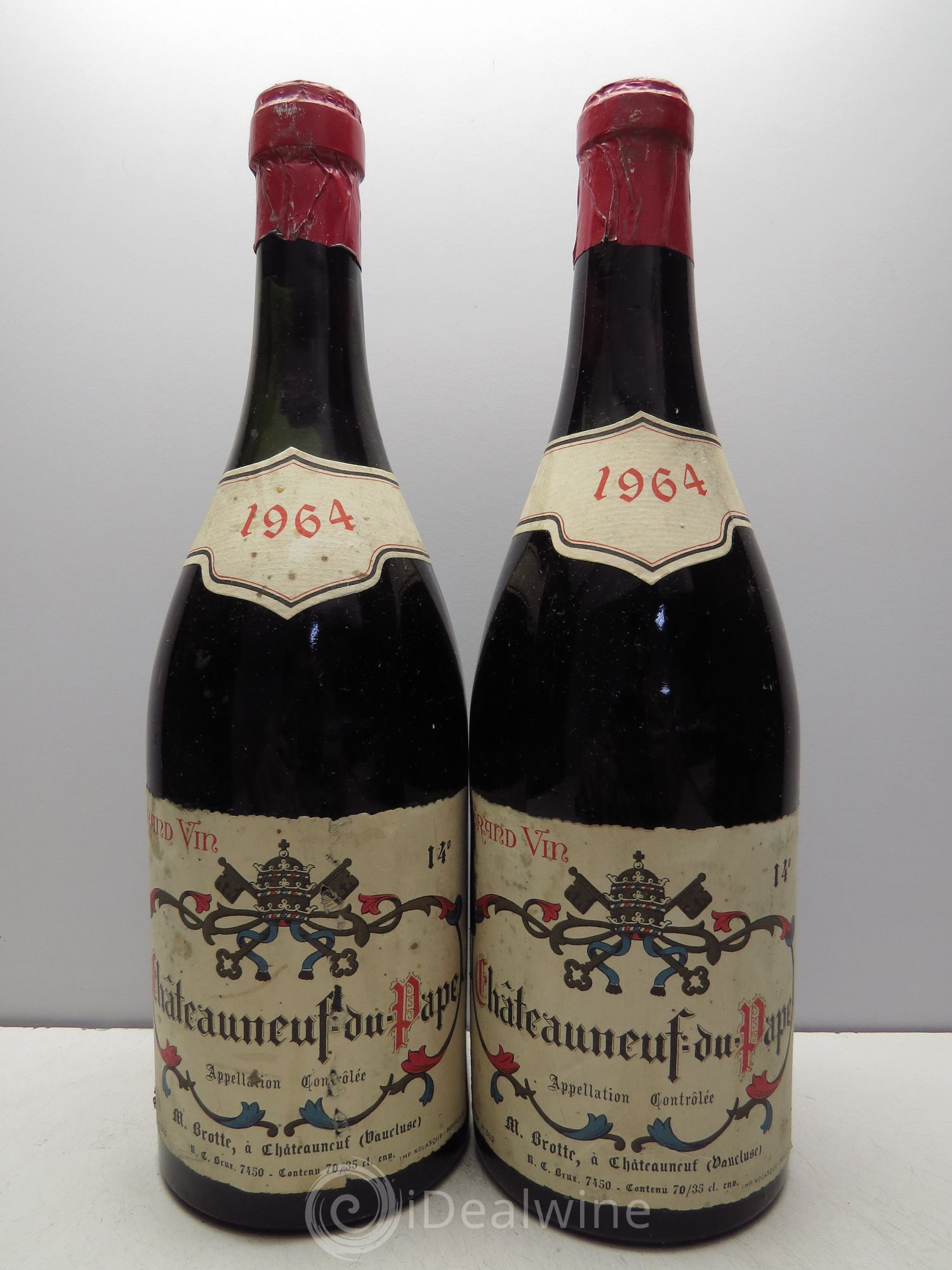 Châteauneuf-du-Pape M.Brotte 1964 - Lot de 2 bouteilles - 0