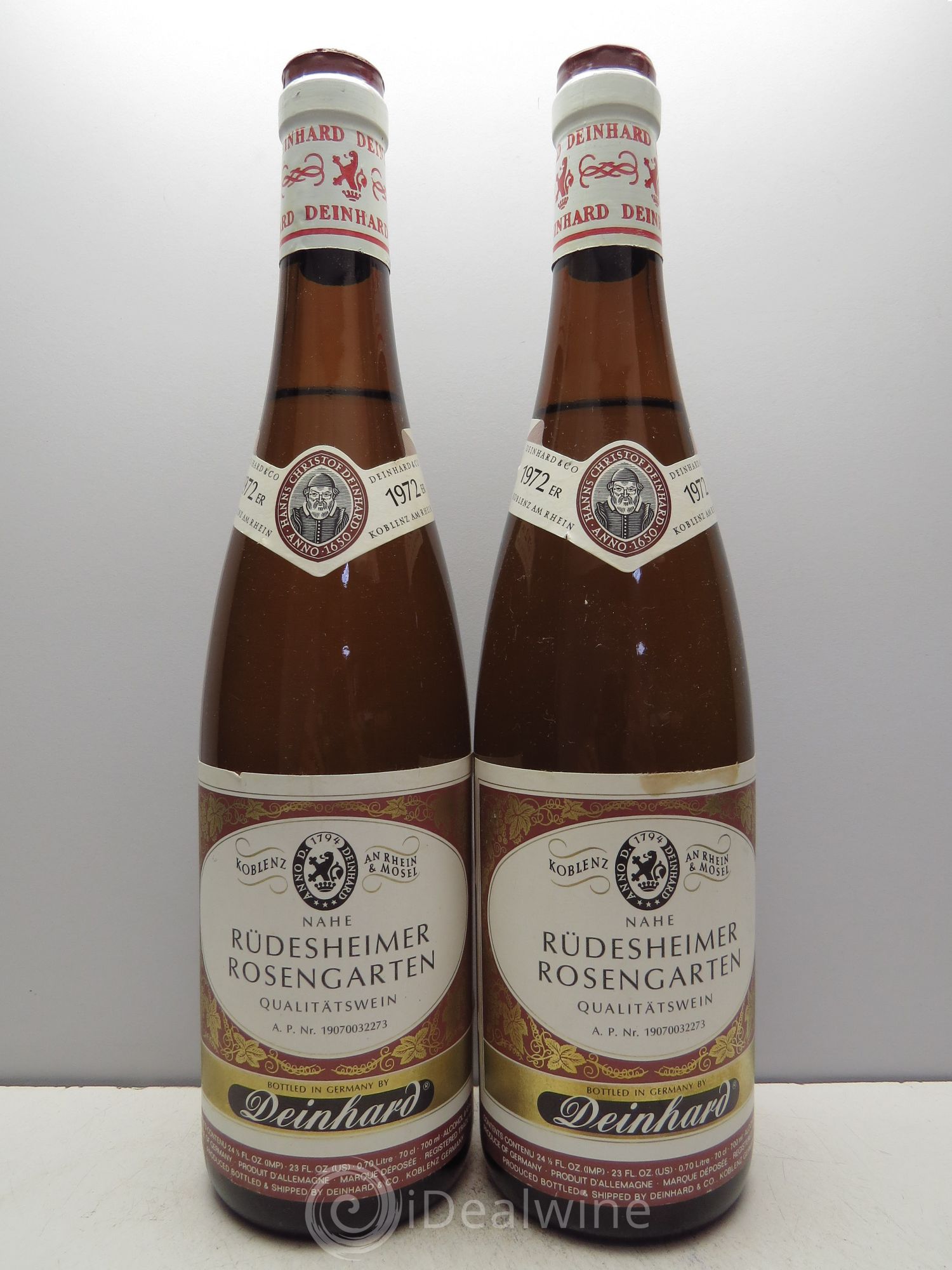 Allemagne Rheingau Rudesheimer Rosengarten Dienhard 1972 - Posten von 2 Flaschen - 0