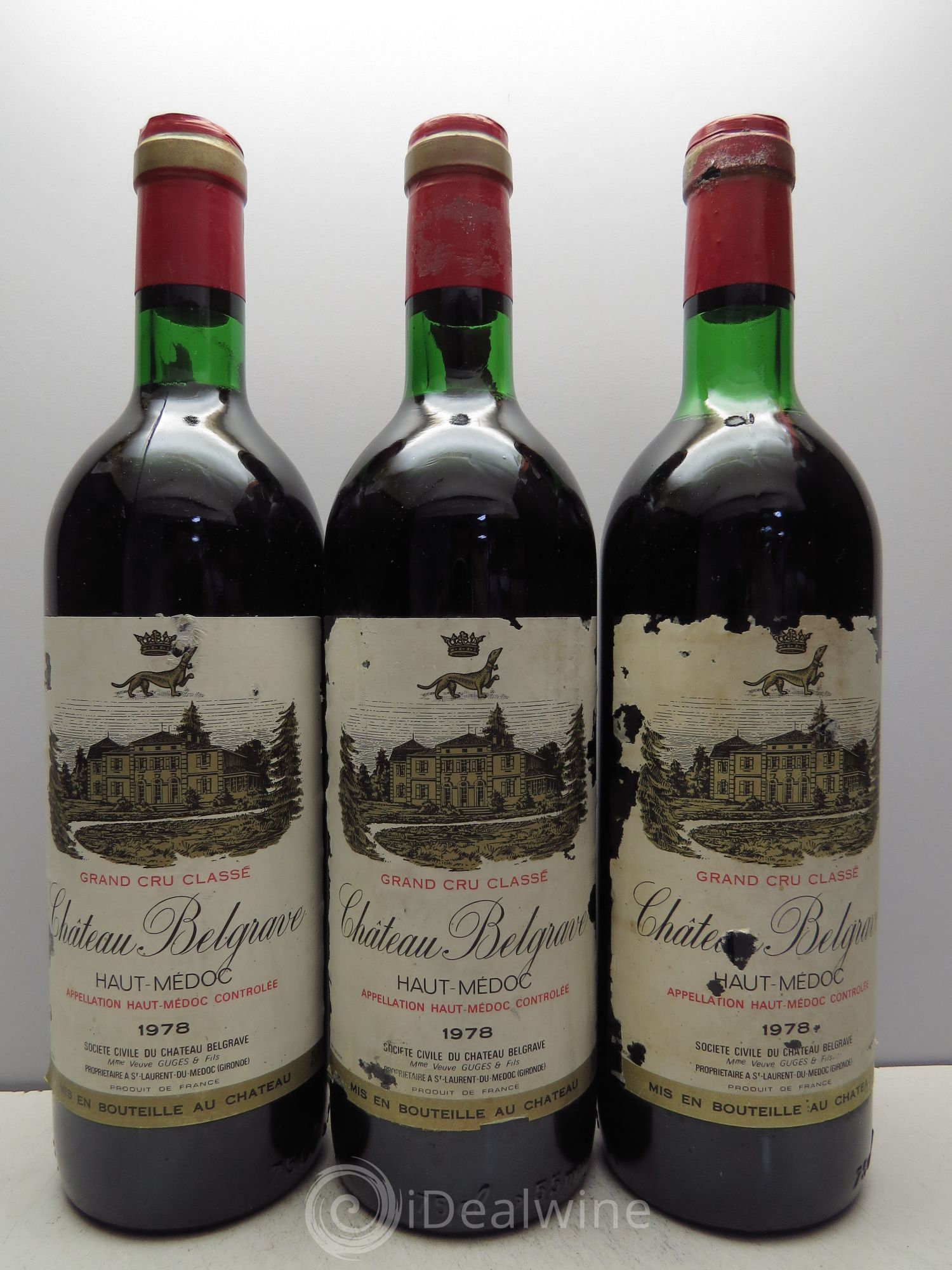 Château Belgrave 5ème Grand Cru Classé 1978 - Lot de 3 bouteilles - 0