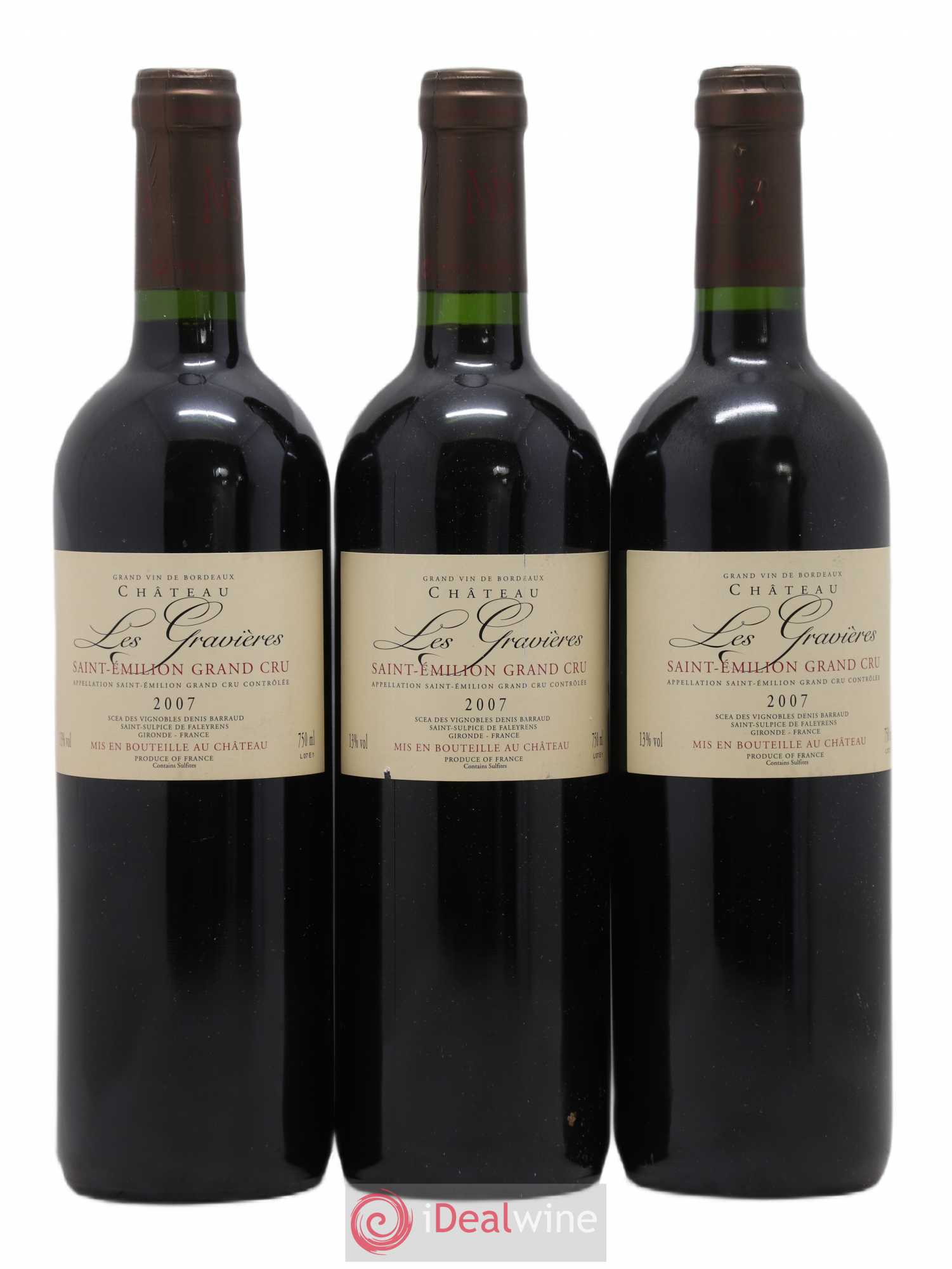 Saint-Émilion Grand Cru les Gravieres 2007 - Posten von 3 Flaschen - 0