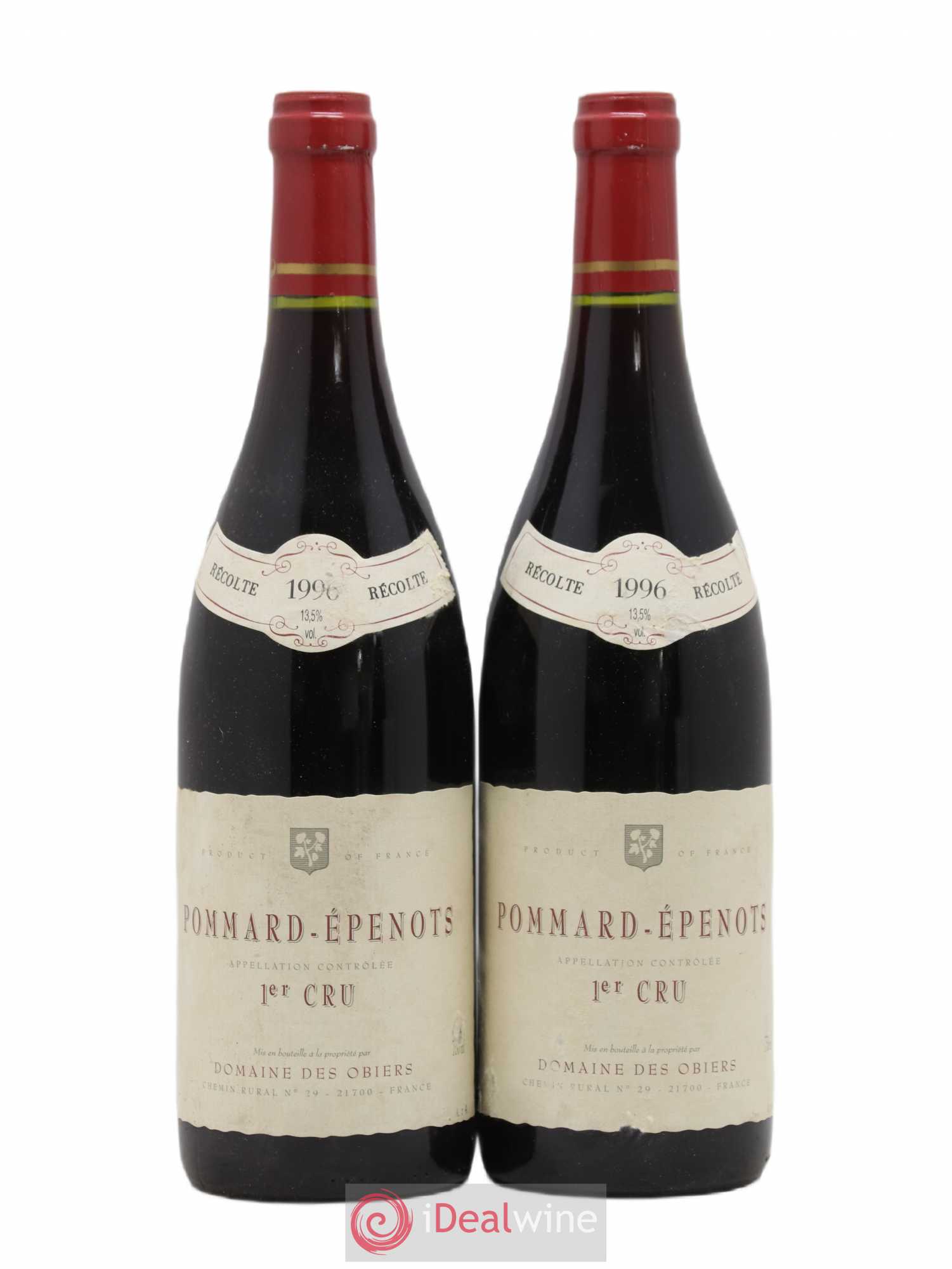 Pommard 1er Cru Epenots Domaine des Obiers 1996 - Lot de 2 bouteilles - 0