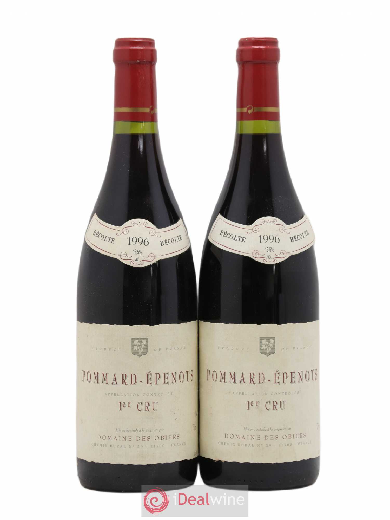 Pommard 1er Cru Epenots Domaine des Obiers 1996 - Lot de 2 bouteilles - 0