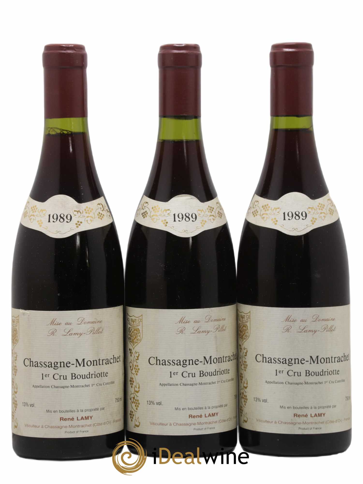 Chassagne-Montrachet 1er Cru Boudriotte Rene Lamy 1989 - Lot de 3 bouteilles - 0