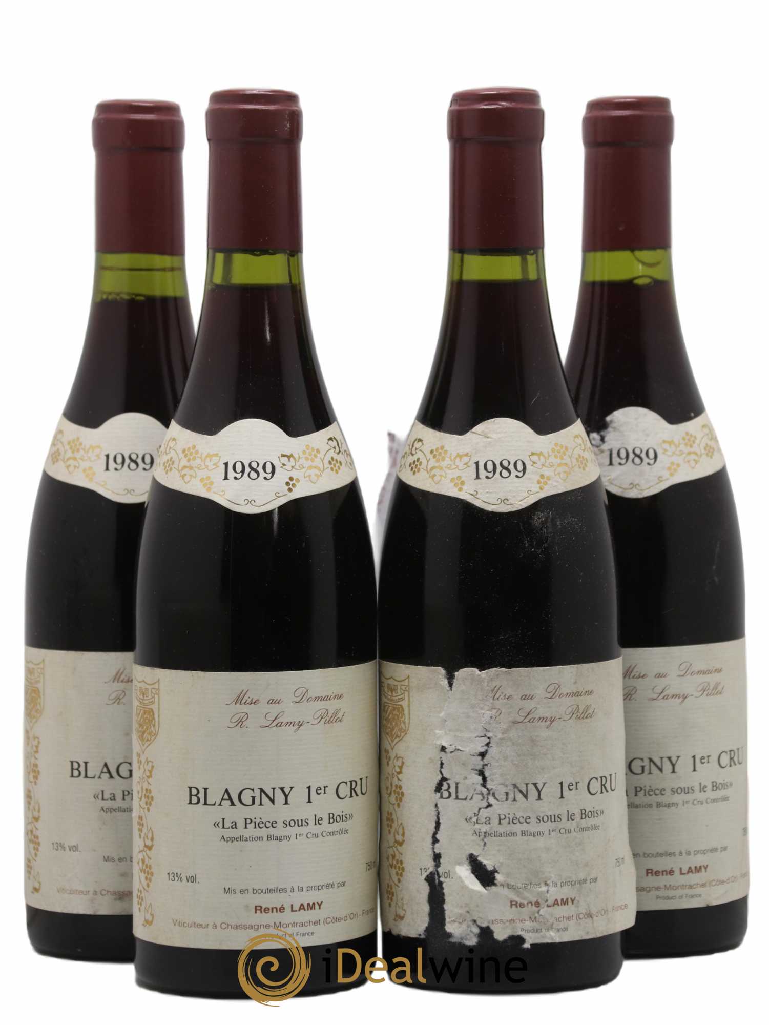 Blagny 1er Cru La pièce sous le bois René Lamy 1989 - Lot de 4 bouteilles - 0