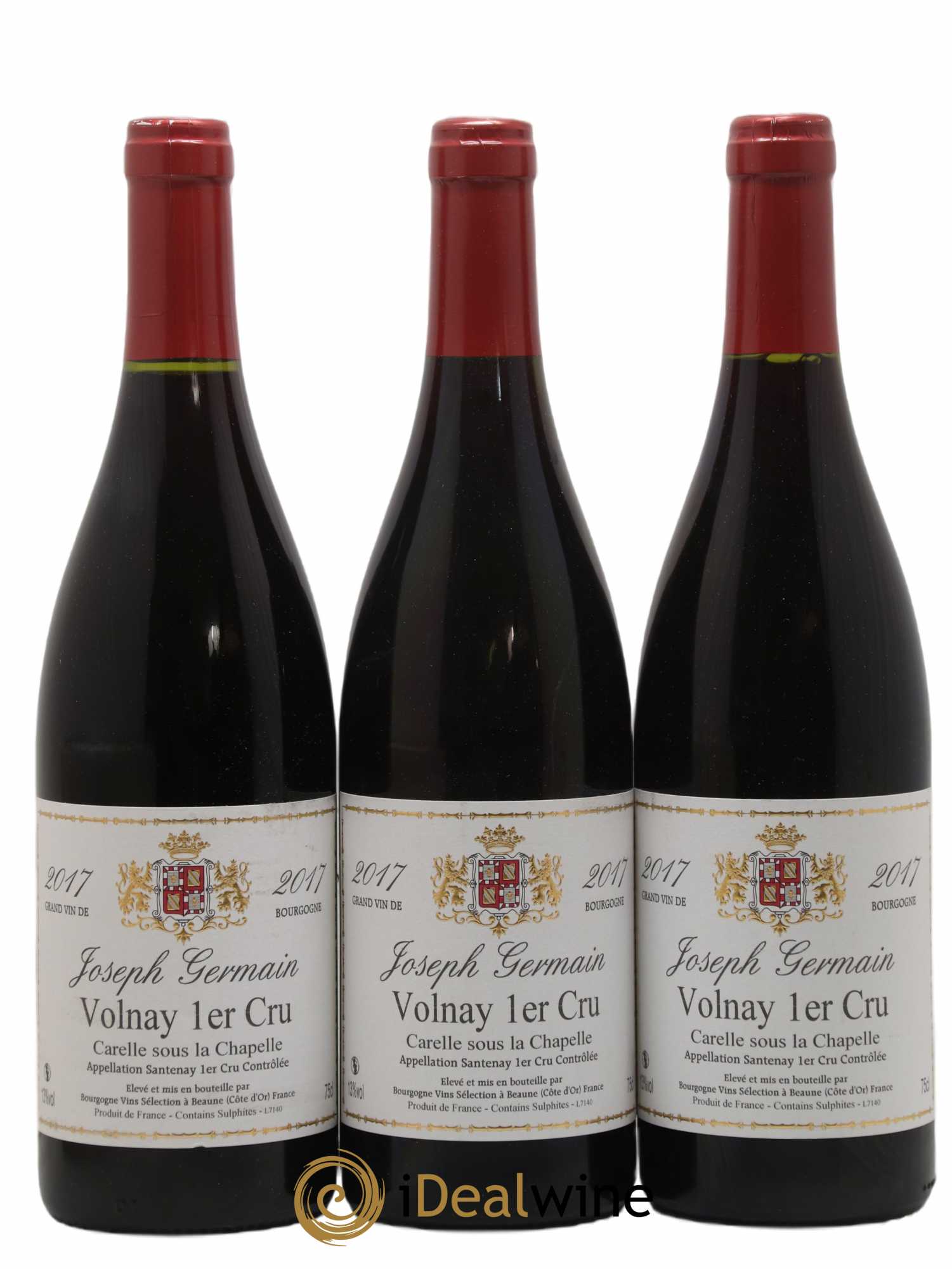 Volnay 1er Cru Carelle Sous La Chapelle Joseph Germain 2017 - Lot of 3 bottles - 0