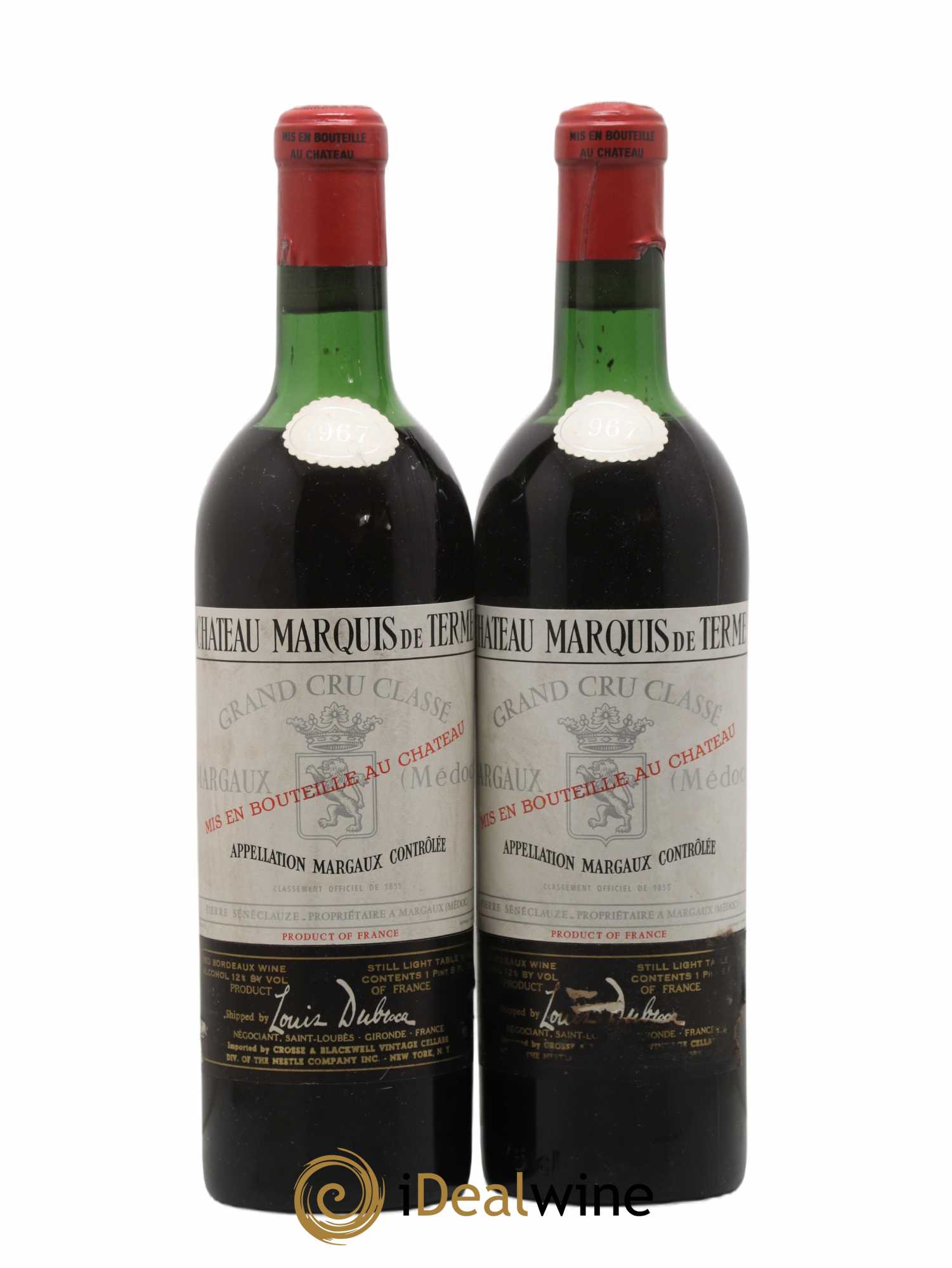 Château Marquis de Terme 4ème Grand Cru Classé 1967 - Lot de 2 bouteilles - 0