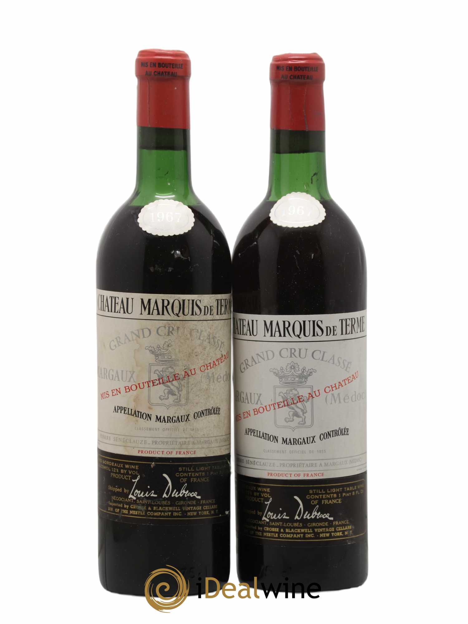 Château Marquis de Terme 4ème Grand Cru Classé 1967 - Lot de 2 bouteilles - 0