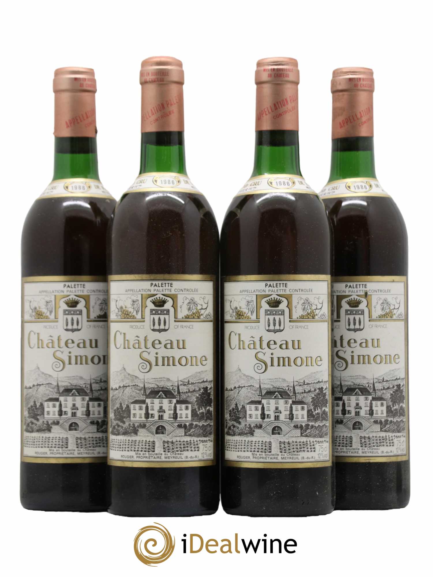 Palette Château Simone Famille Rougier 1986 - Posten von 4 Flaschen - 0