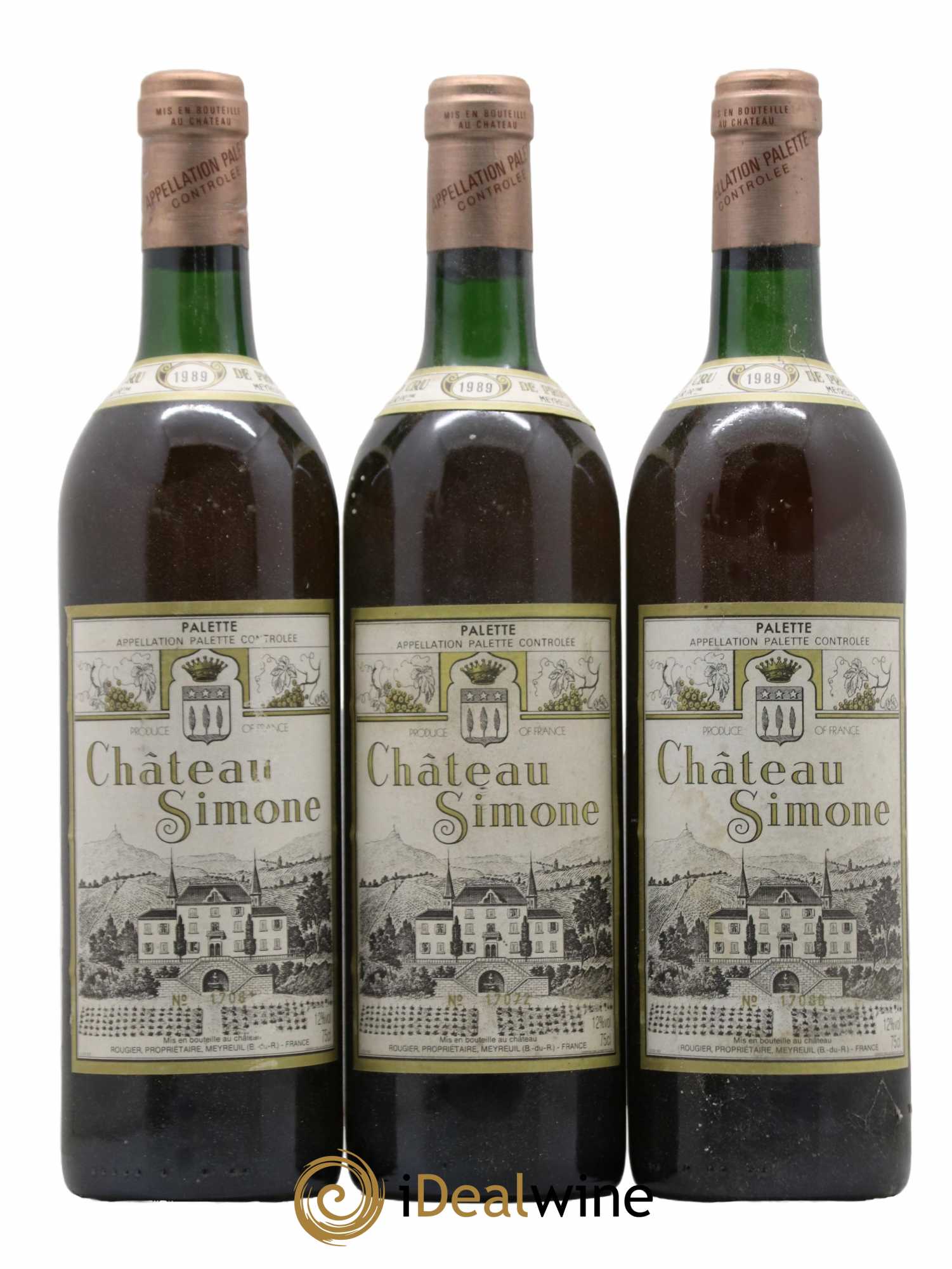 Palette Château Simone Famille Rougier 1989 - Lot de 3 bouteilles - 0