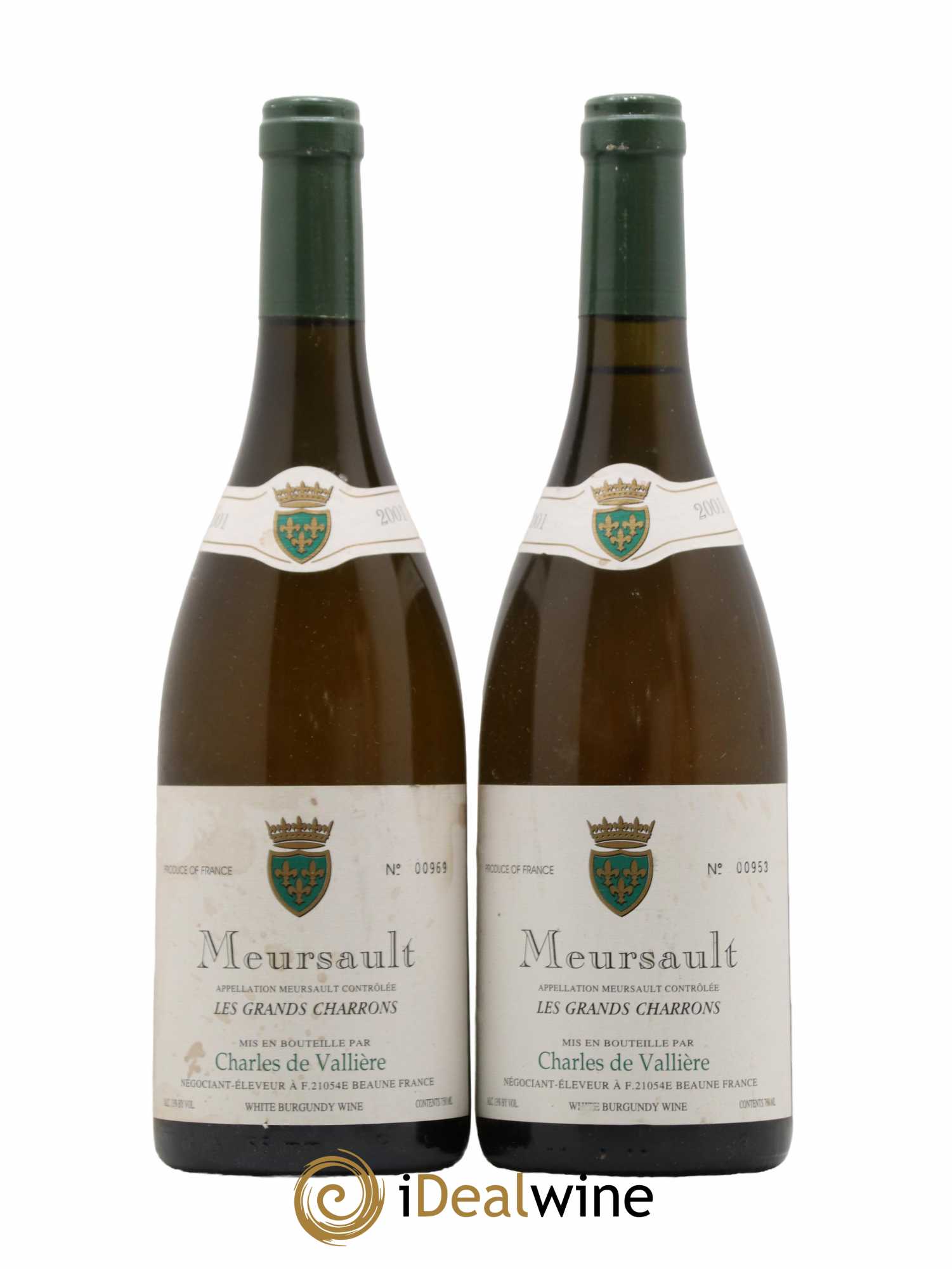 Meursault Les Grands Charrons Charles de Vallière 2001 - Posten von 2 Flaschen - 0