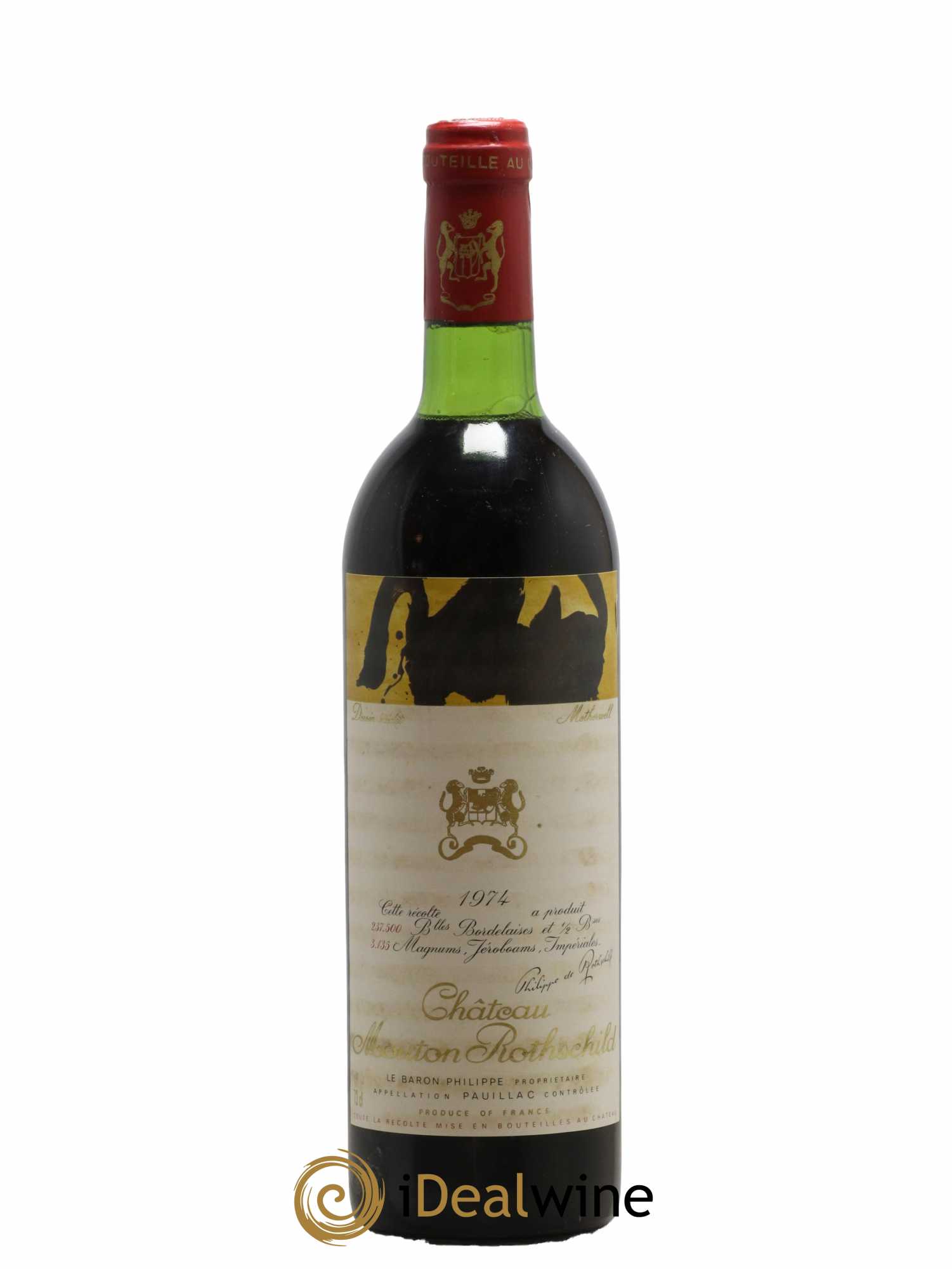 Château Mouton Rothschild 1er Grand Cru Classé 1974 - Lot de 1 bouteille - 0