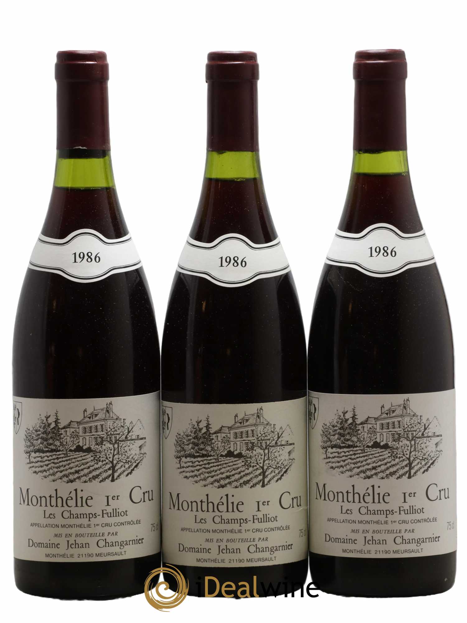 Monthélie 1er Cru Les Champs Fulliot Domaine Changarnier 1986 - Lot de 3 bouteilles - 0