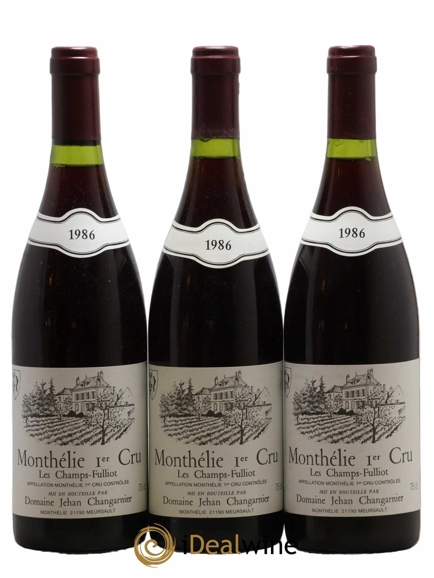 Monthélie 1er Cru Les Champs Fulliot Domaine Changarnier 1986 - Lot de 3 bouteilles - 0