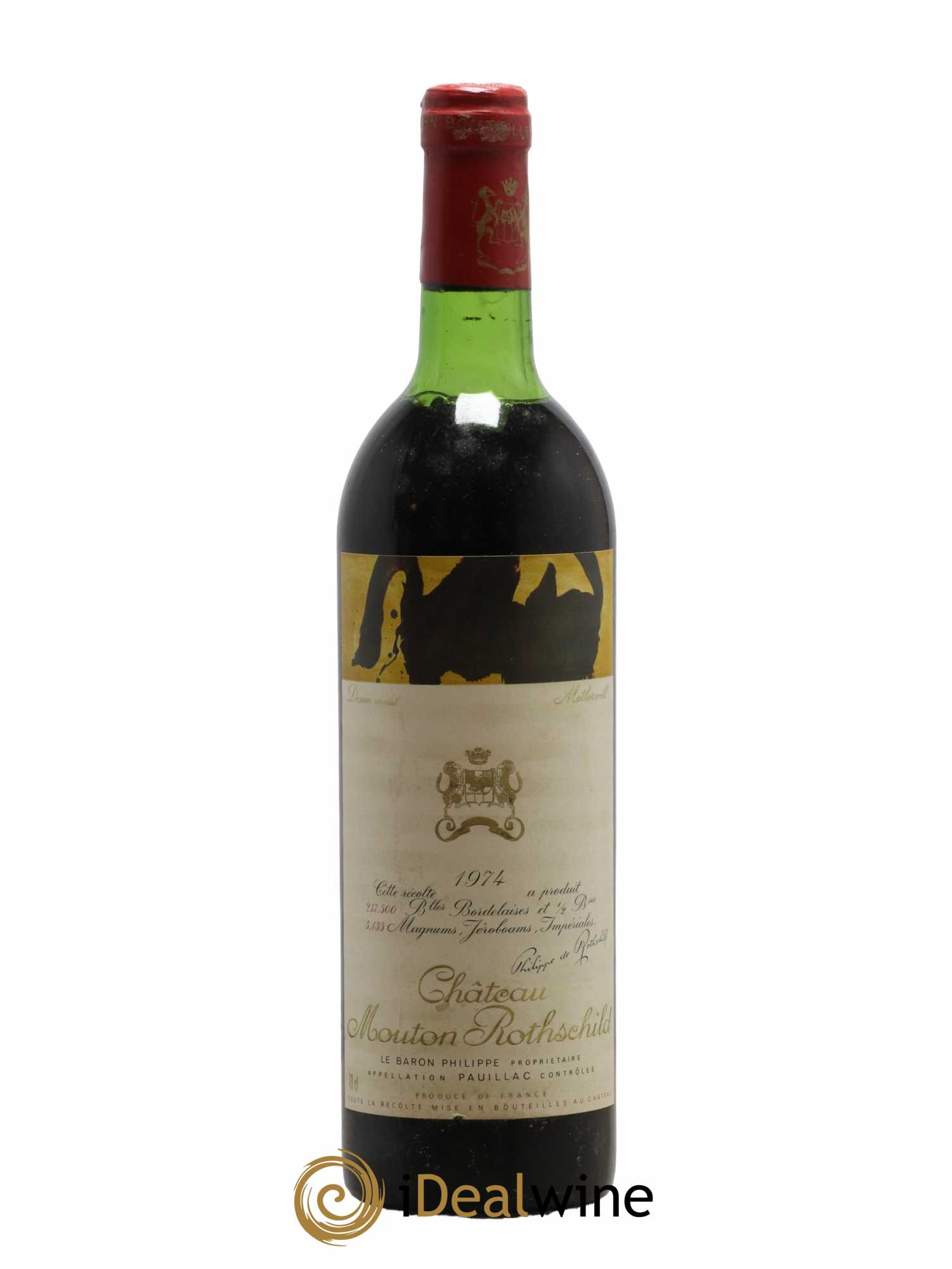 Château Mouton Rothschild 1er Grand Cru Classé 1974 - Lot de 1 bouteille - 0
