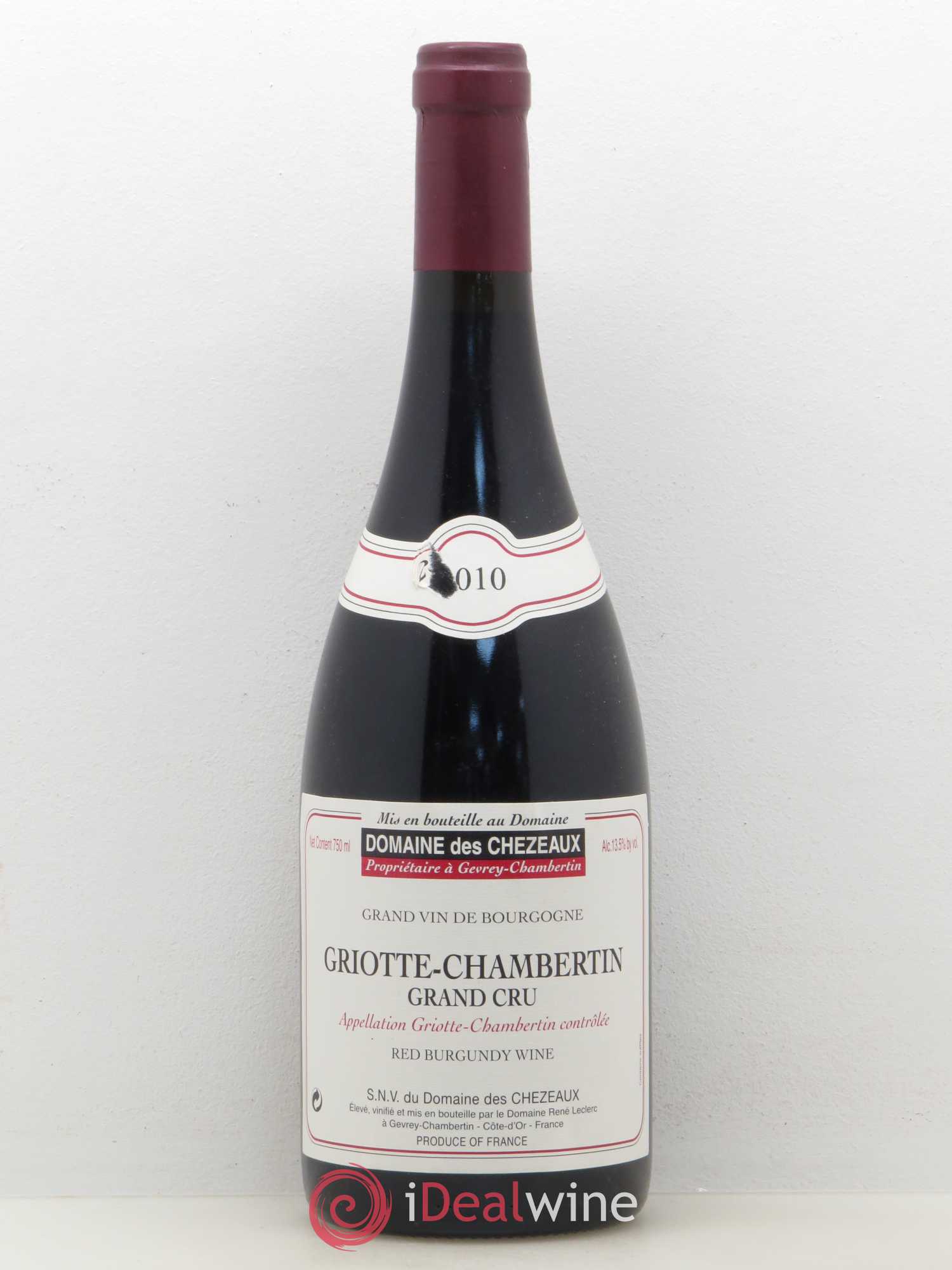 Griotte-Chambertin Grand Cru Domaine des Chezeaux 2010 - Posten von 1 Flasche - 0