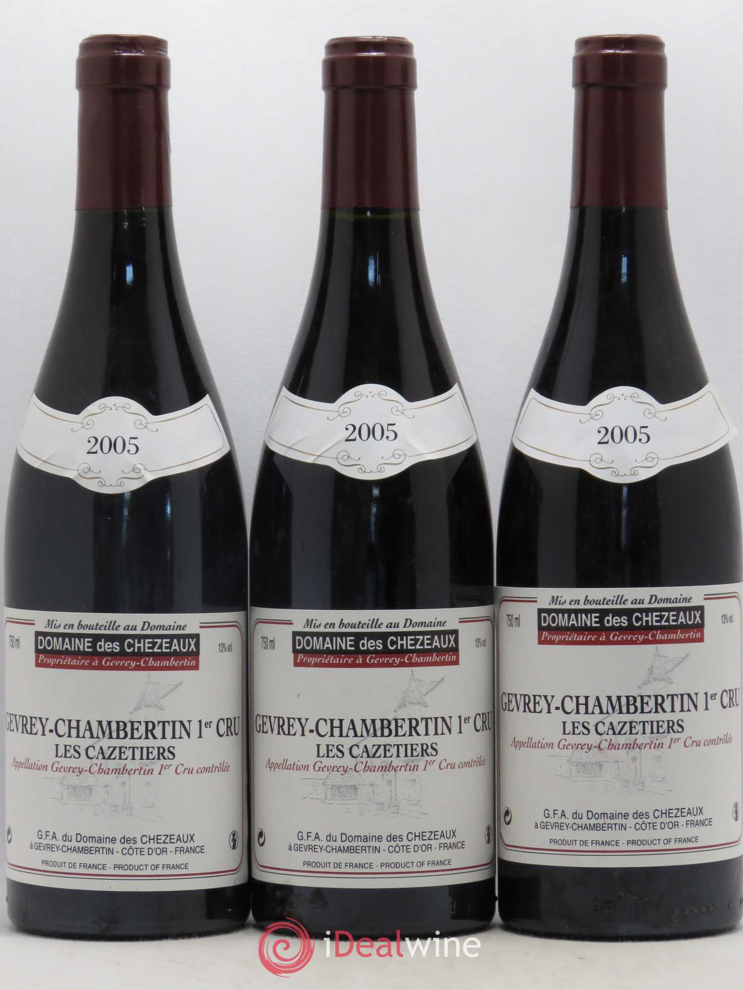 Gevrey-Chambertin 1er Cru Les Cazetiers Domaine des Chezeaux 2005 - Posten von 3 Flaschen - 0