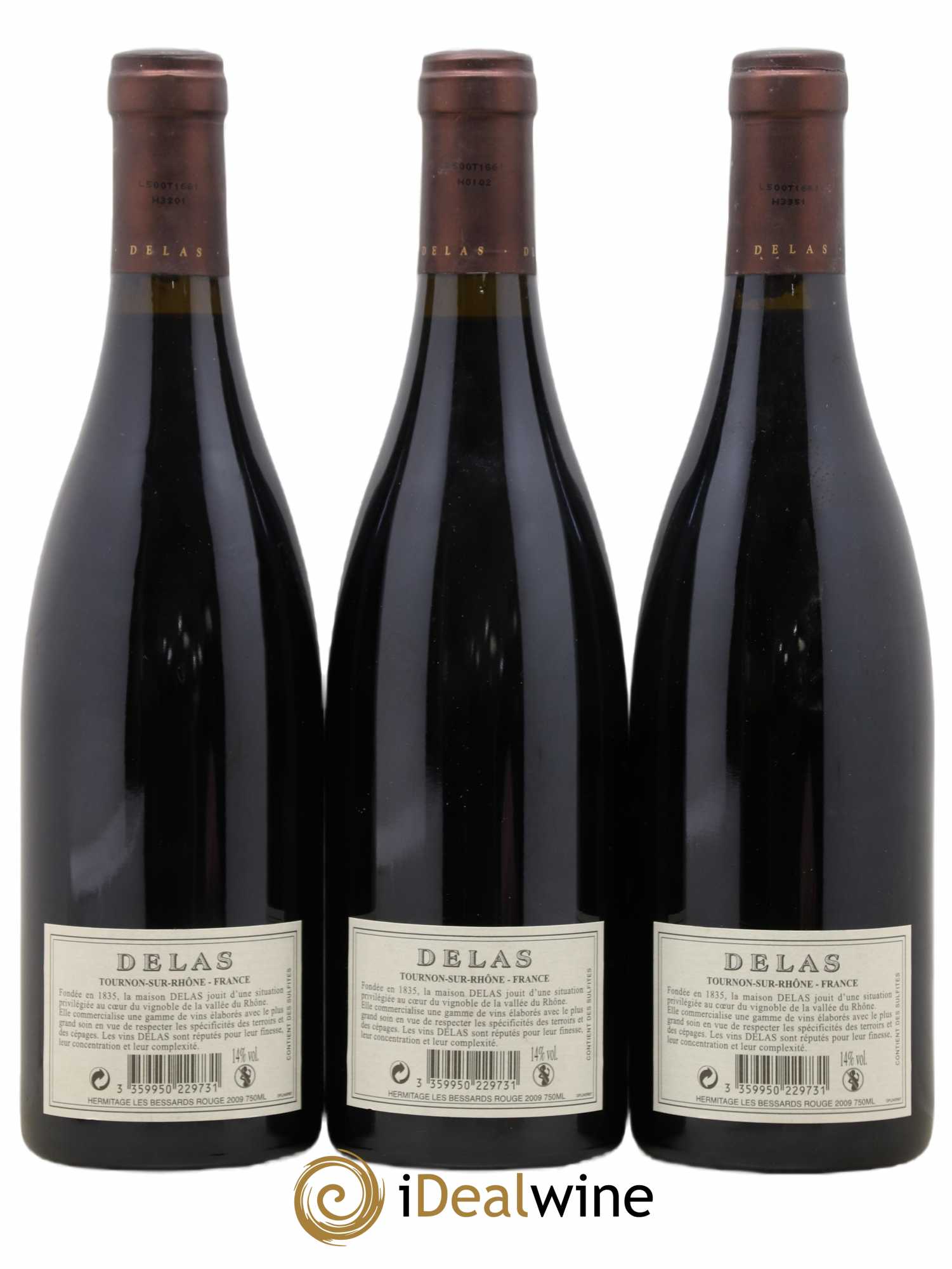 Hermitage Les Bessards Delas Frères 2009 - Lot de 3 bouteilles - 1