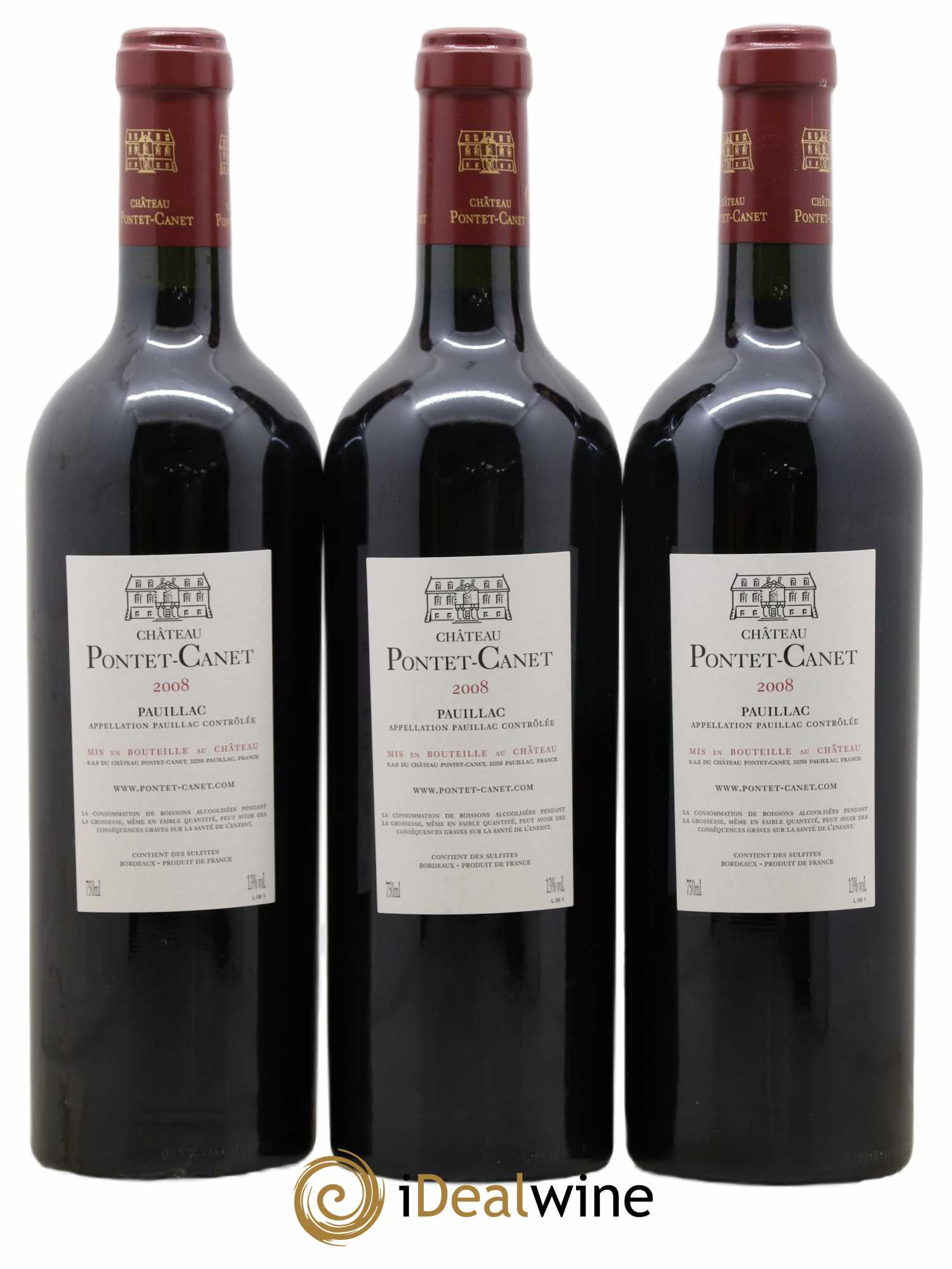 Château Pontet Canet 5ème Grand Cru Classé 2008 - Lot of 3 bottles - 1