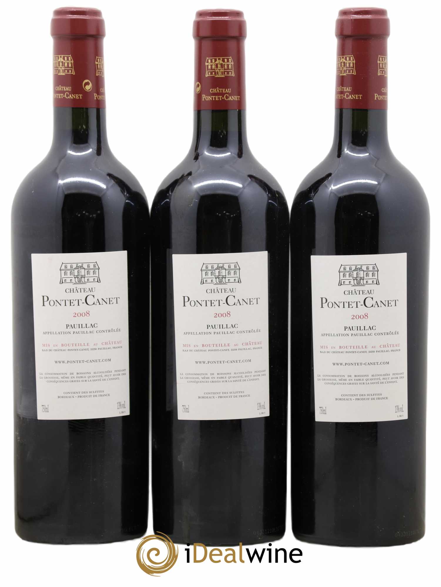 Château Pontet Canet 5ème Grand Cru Classé 2008 - Lot of 3 bottles - 1