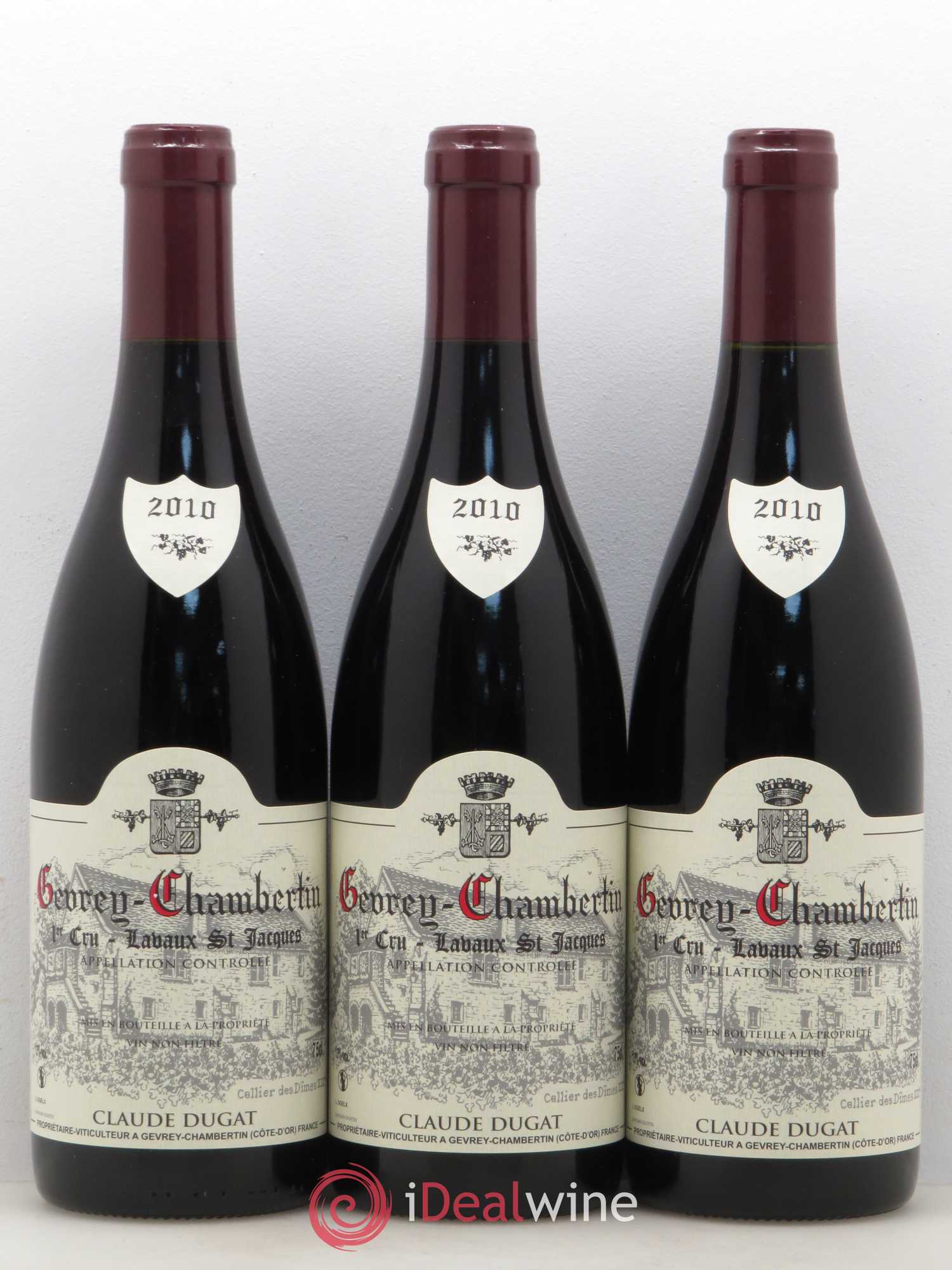 Gevrey-Chambertin 1er Cru Lavaux Saint-Jacques Claude Dugat 2010 - Lot de 3 bouteilles - 0