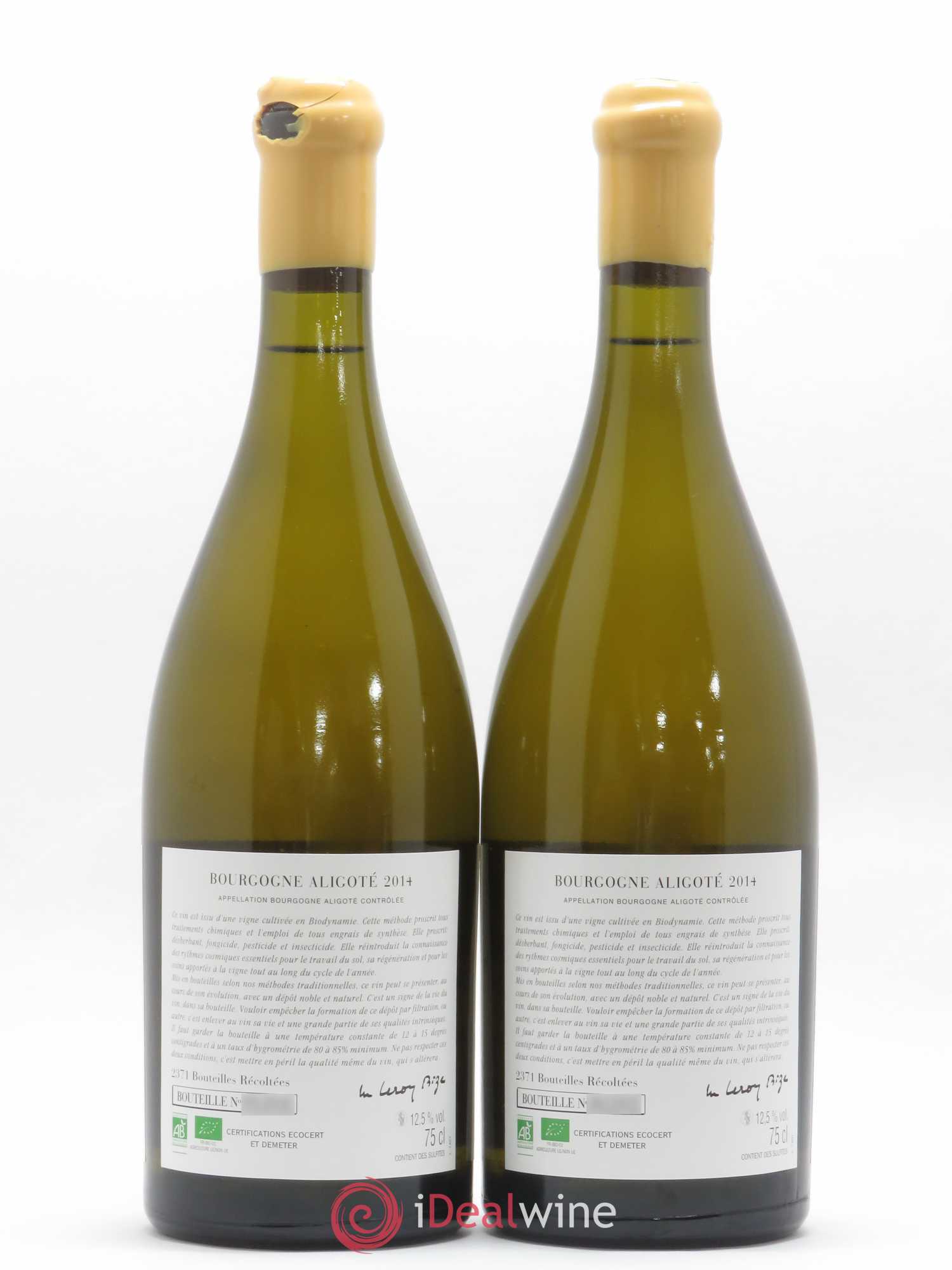 Bourgogne Aligoté Sous Chatelet d'Auvenay (Domaine) 2014 - Lot de 2 bouteilles - 1