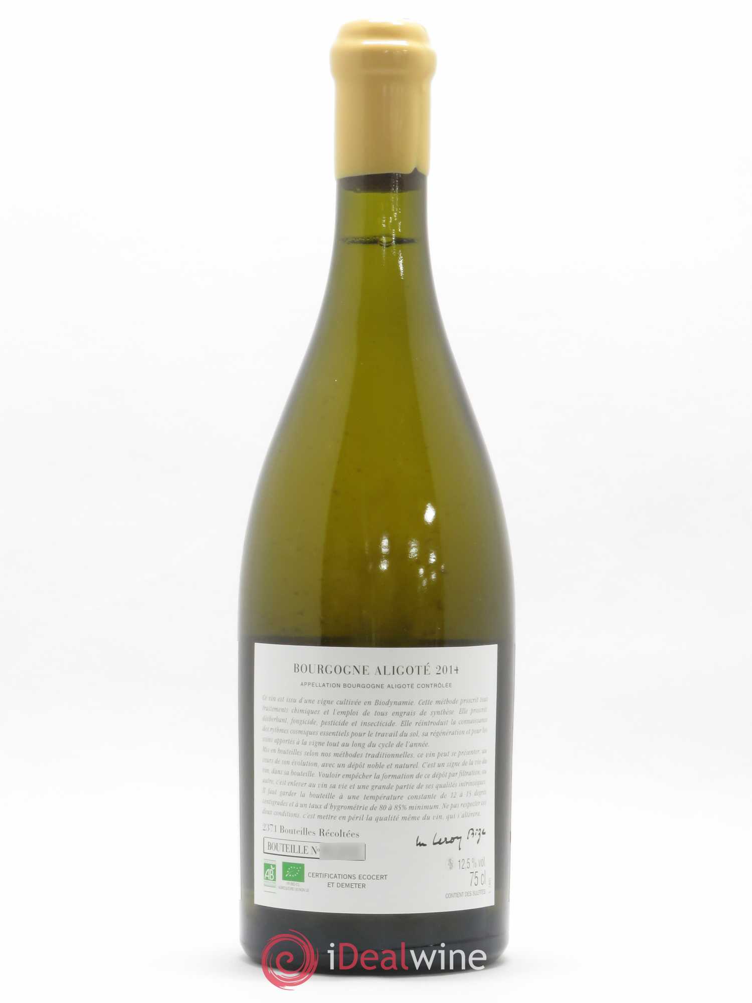 Bourgogne Aligoté Sous Chatelet d'Auvenay (Domaine) 2014 - Lot de 1 bouteille - 1