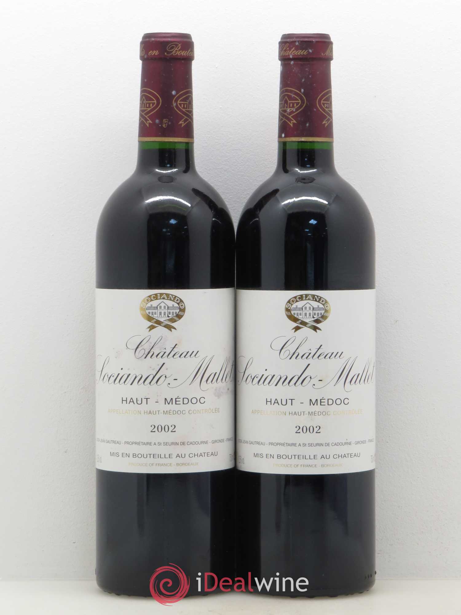 Château Sociando Mallet 2002 - Lot de 2 bouteilles - 0