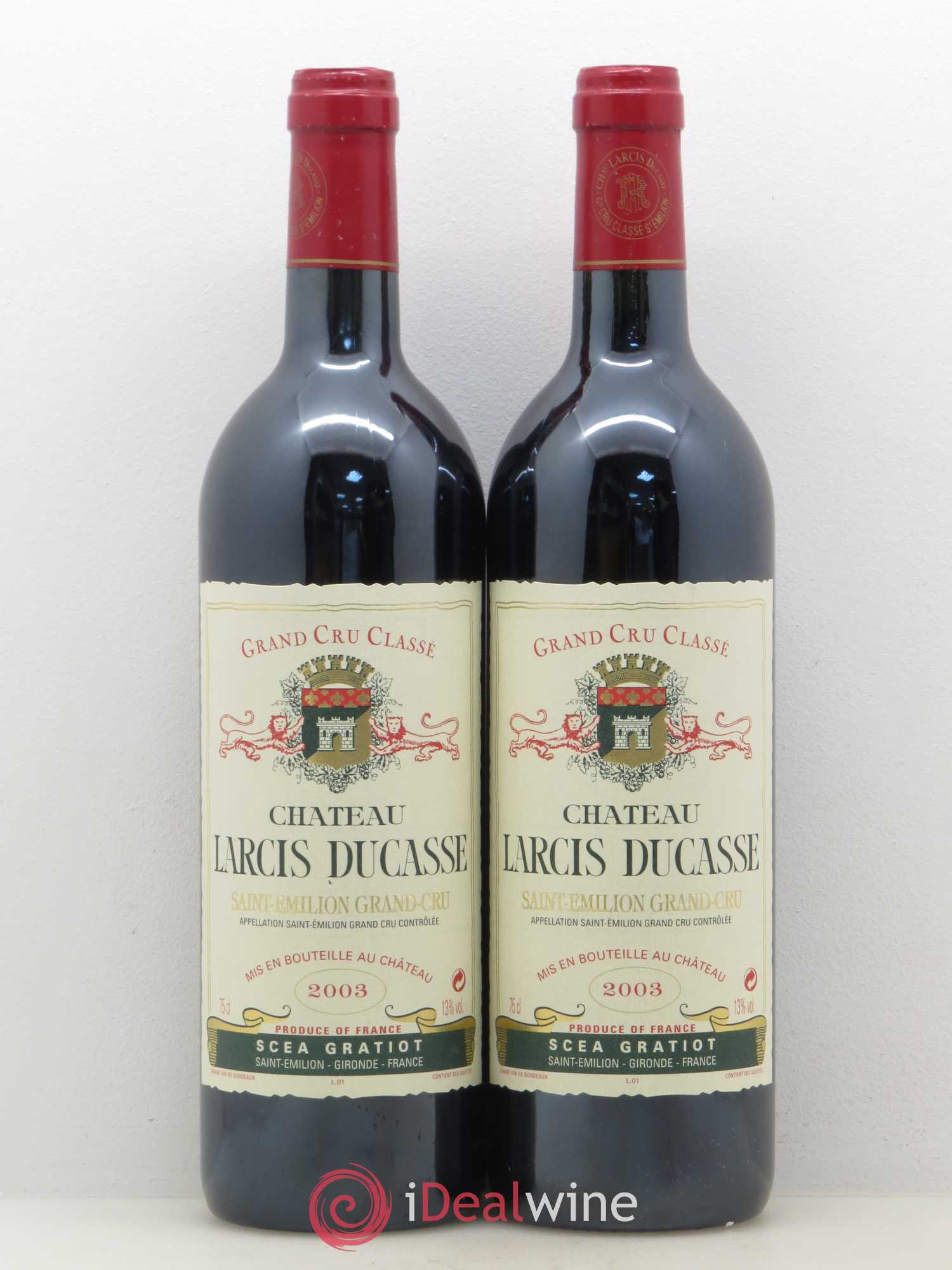 Château Larcis Ducasse 1er Grand Cru Classé B 2003 - Lot de 2 bouteilles - 0