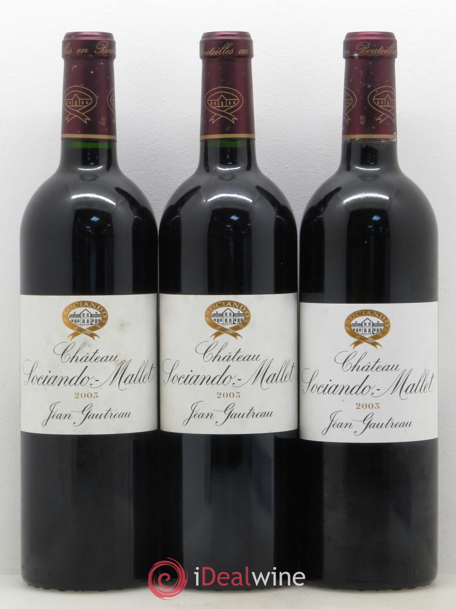 Château Sociando Mallet 2003 - Lot de 3 bouteilles - 0