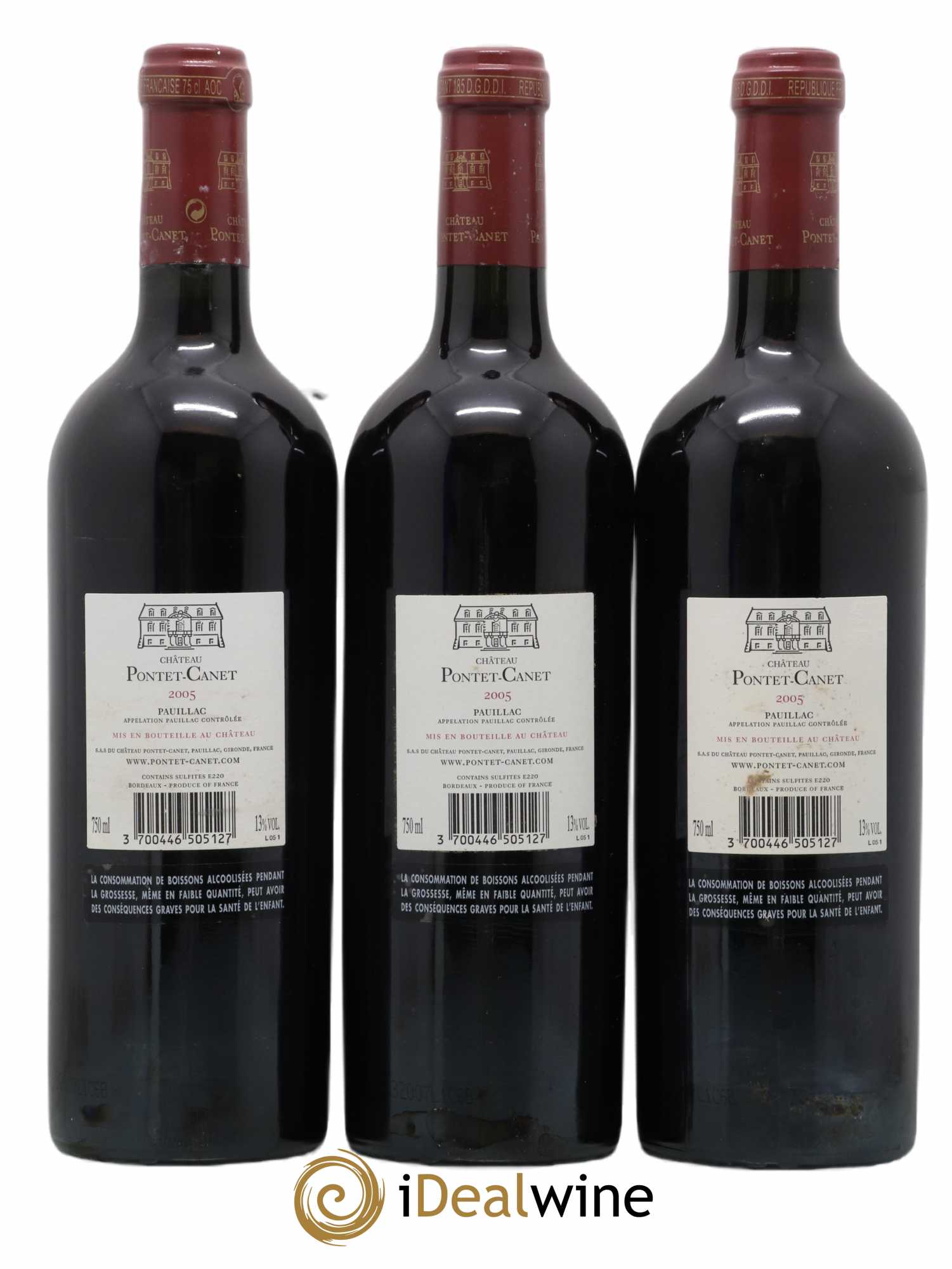 Château Pontet Canet 5ème Grand Cru Classé 2005 - Lot de 3 bouteilles - 1