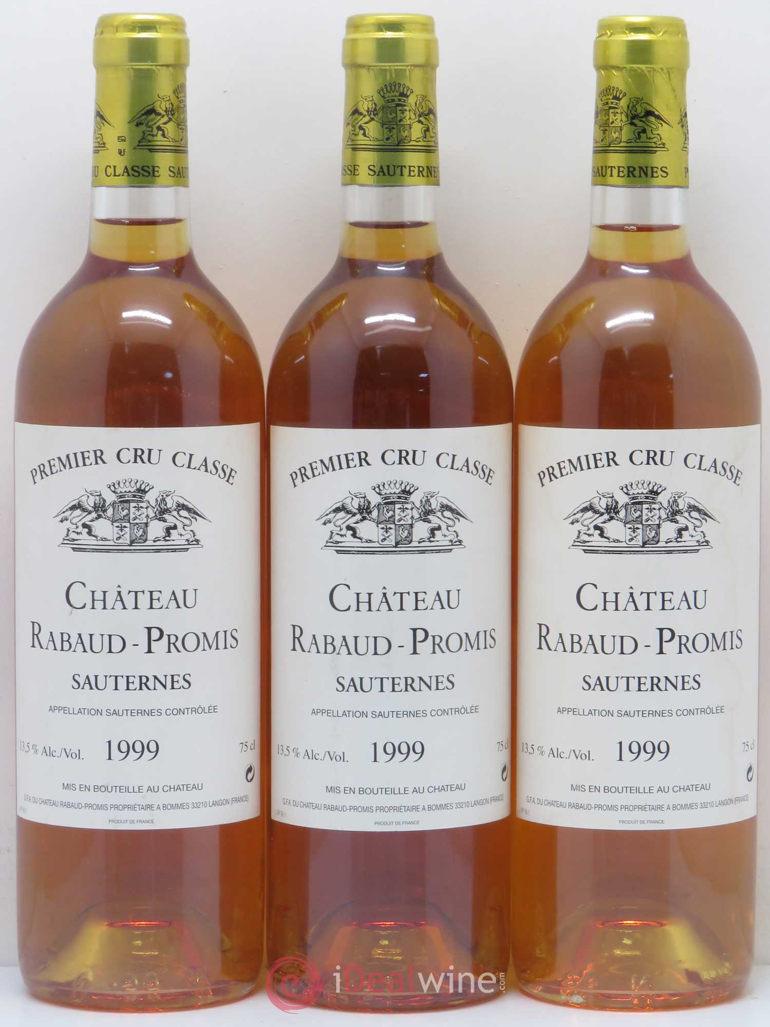 Château Rabaud Promis 1er Grand Cru Classé 1999 - Lotto di 3 bottiglie - 0