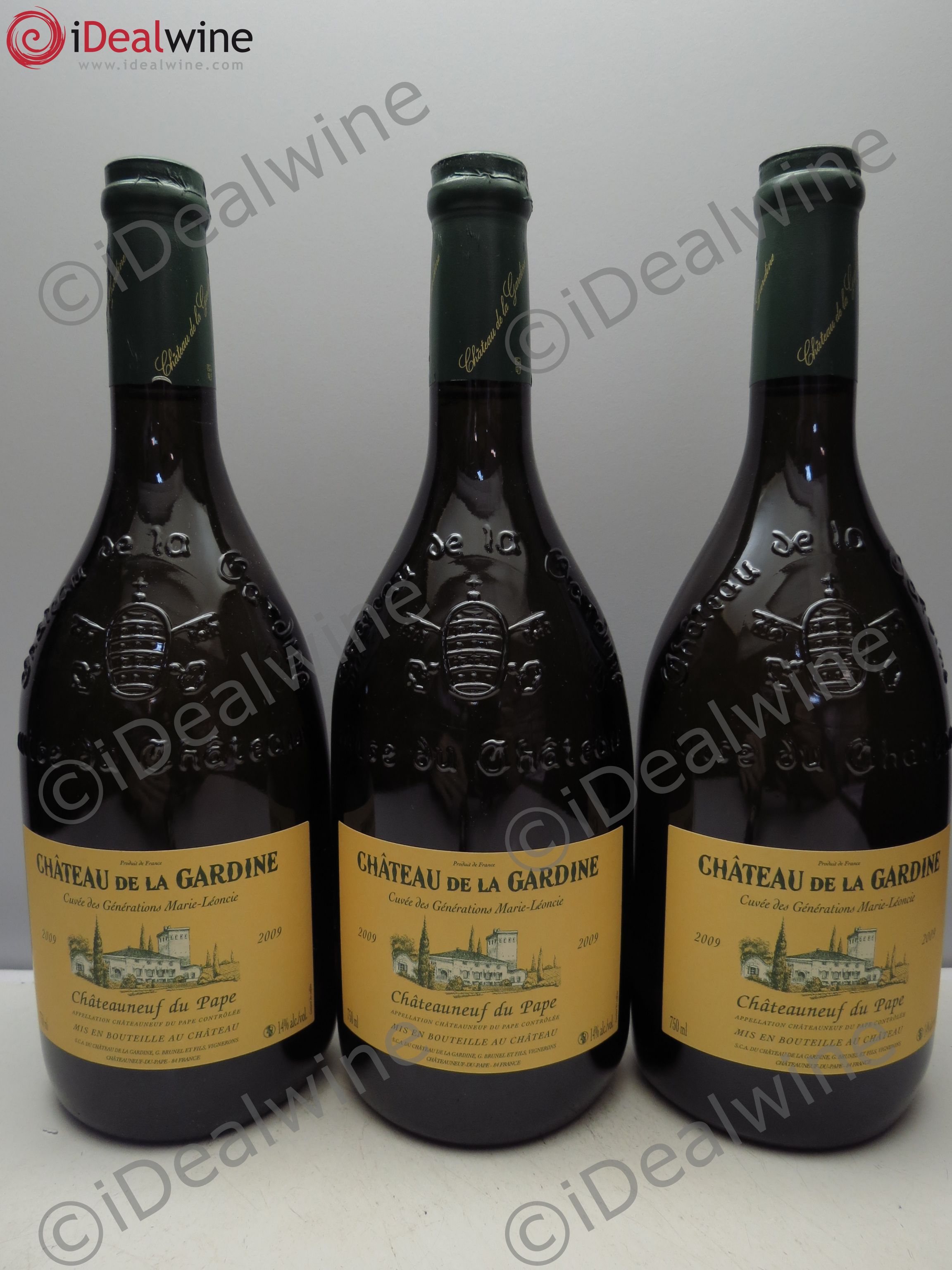 Châteauneuf-du-Pape La Gardine, Famille Brunel. Cuvée Marie Léoncie 2009 - Posten von 3 Flaschen - 0