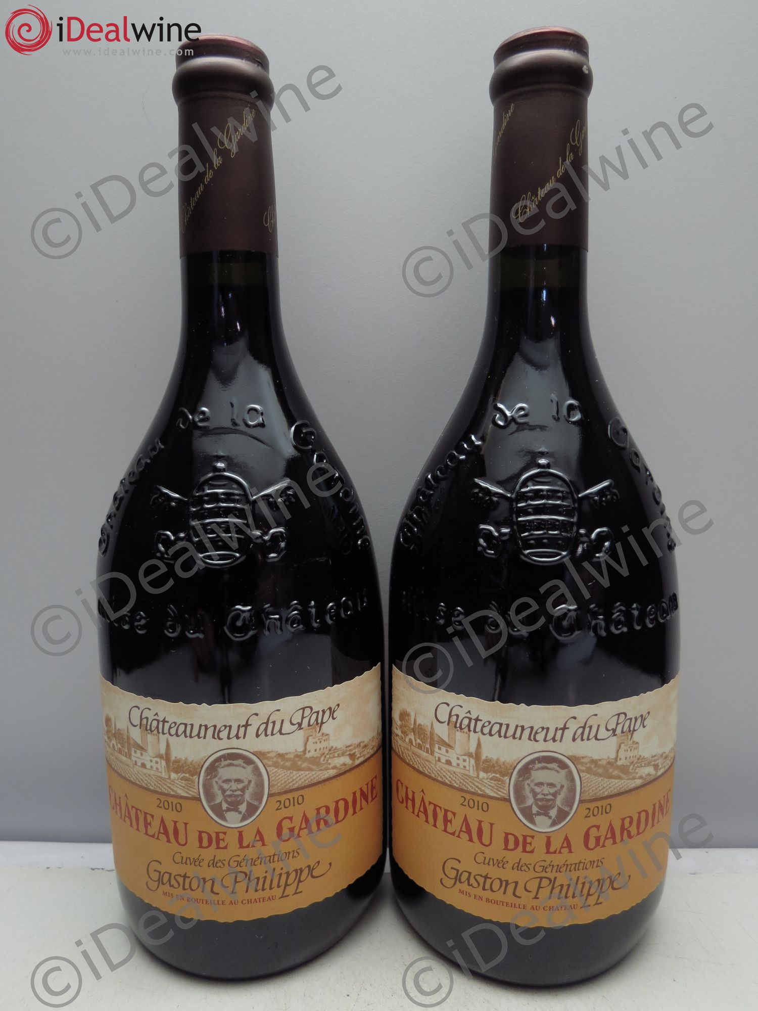 Châteauneuf-du-Pape Château de La Gardine Cuvée des Générations Gaston Philippe Famille Brunel null 2010 - Lot of 2 bottles - 0