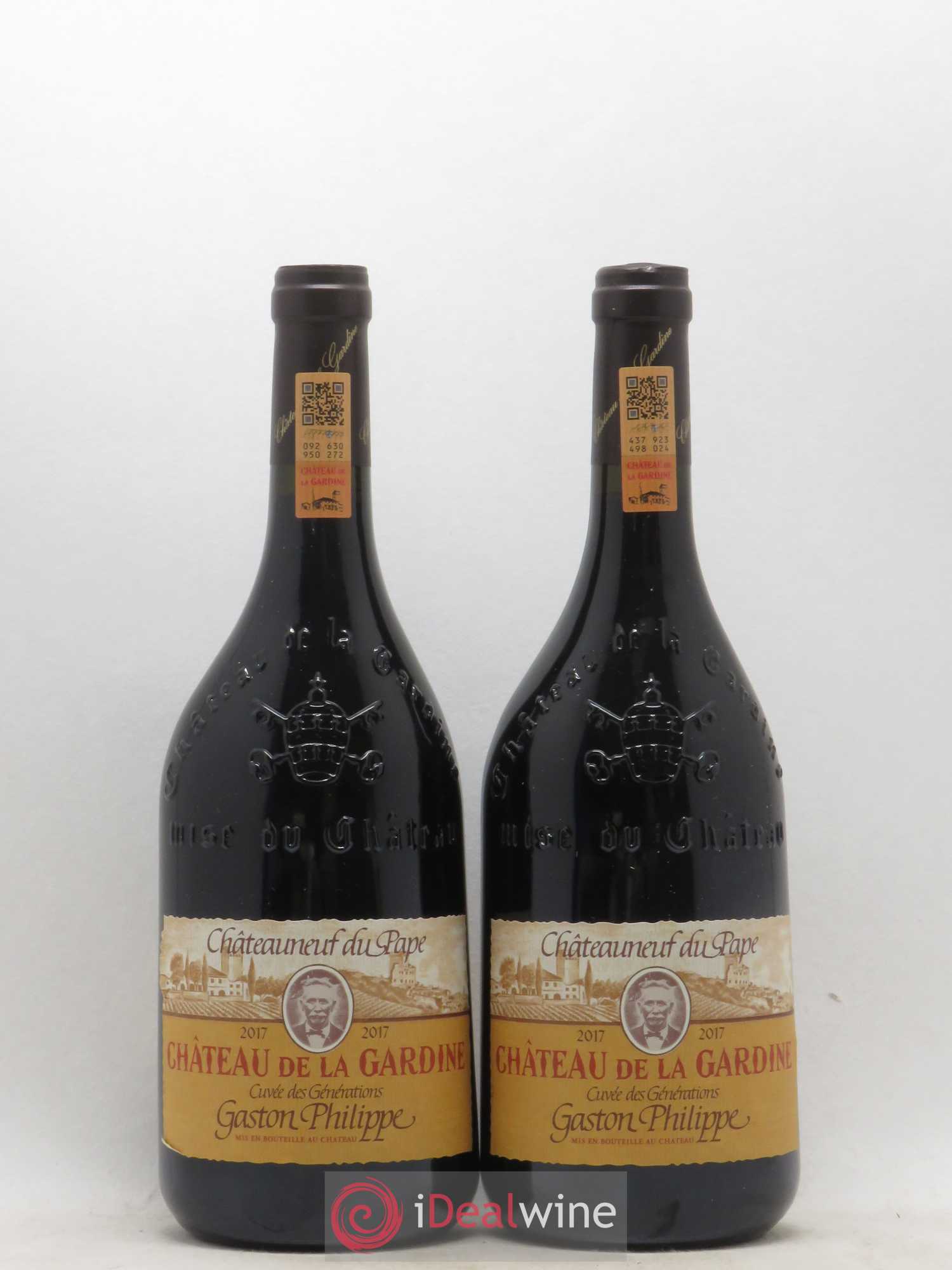 Châteauneuf-du-Pape Château de La Gardine Cuvée des Générations Gaston Philippe Famille Brunel 2017 - Lot de 2 bouteilles - 0